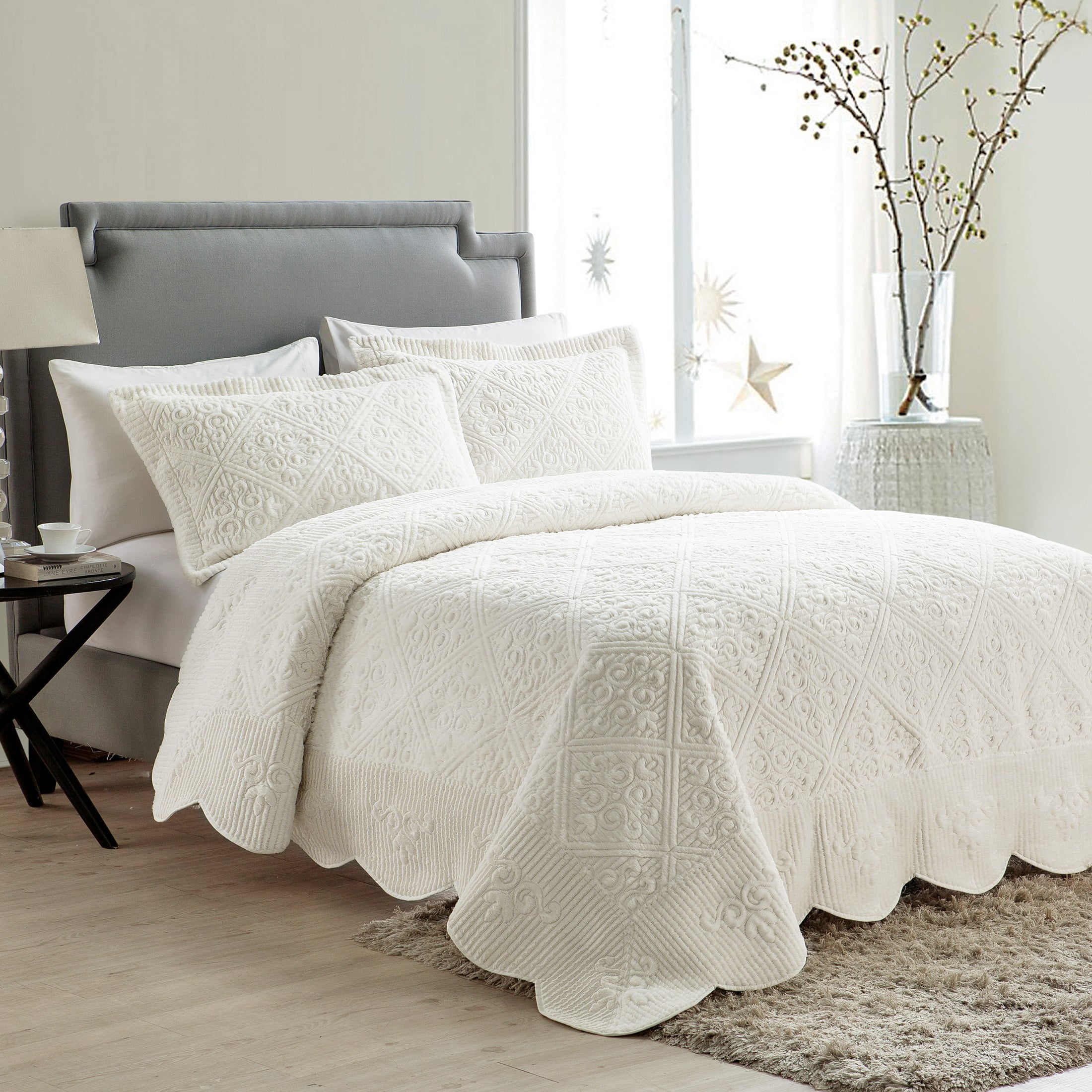 VCNY Home Westland 3-Piece Ivory Tile Bedspread Set, Queen