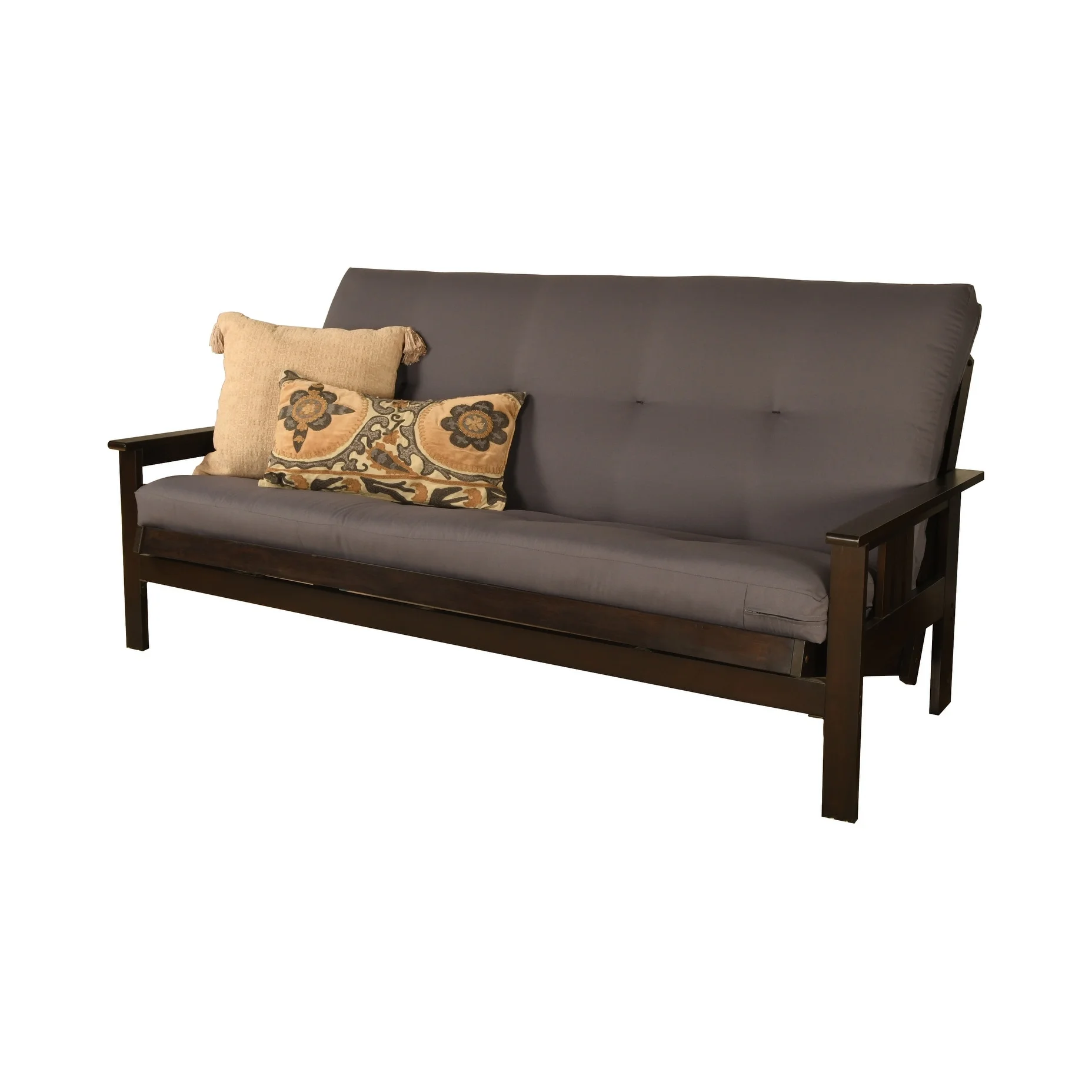 Somette Monterey Full-size Futon Set in Espresso Finish with Twill Gray Mattress