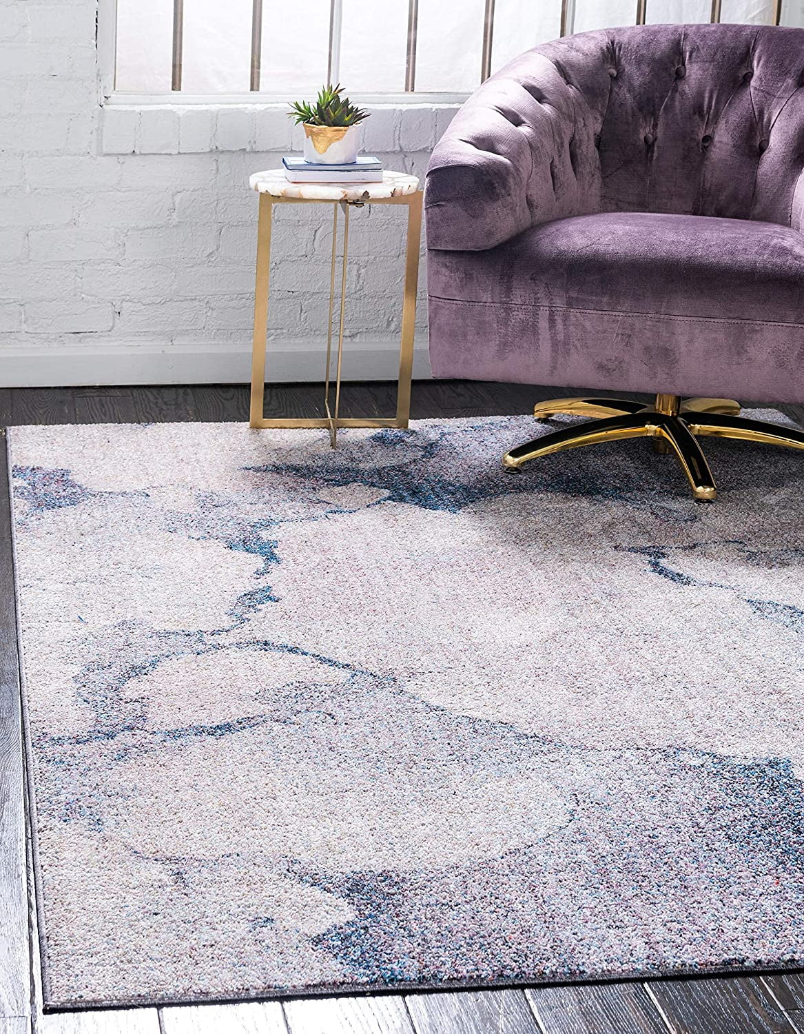 Unique Loom Reflective Rainbow Rug Blue Gray/Beige 7' x 10' Rectangle Abstract Bohemian Perfect For Living Room Bed Room Dining Room Office