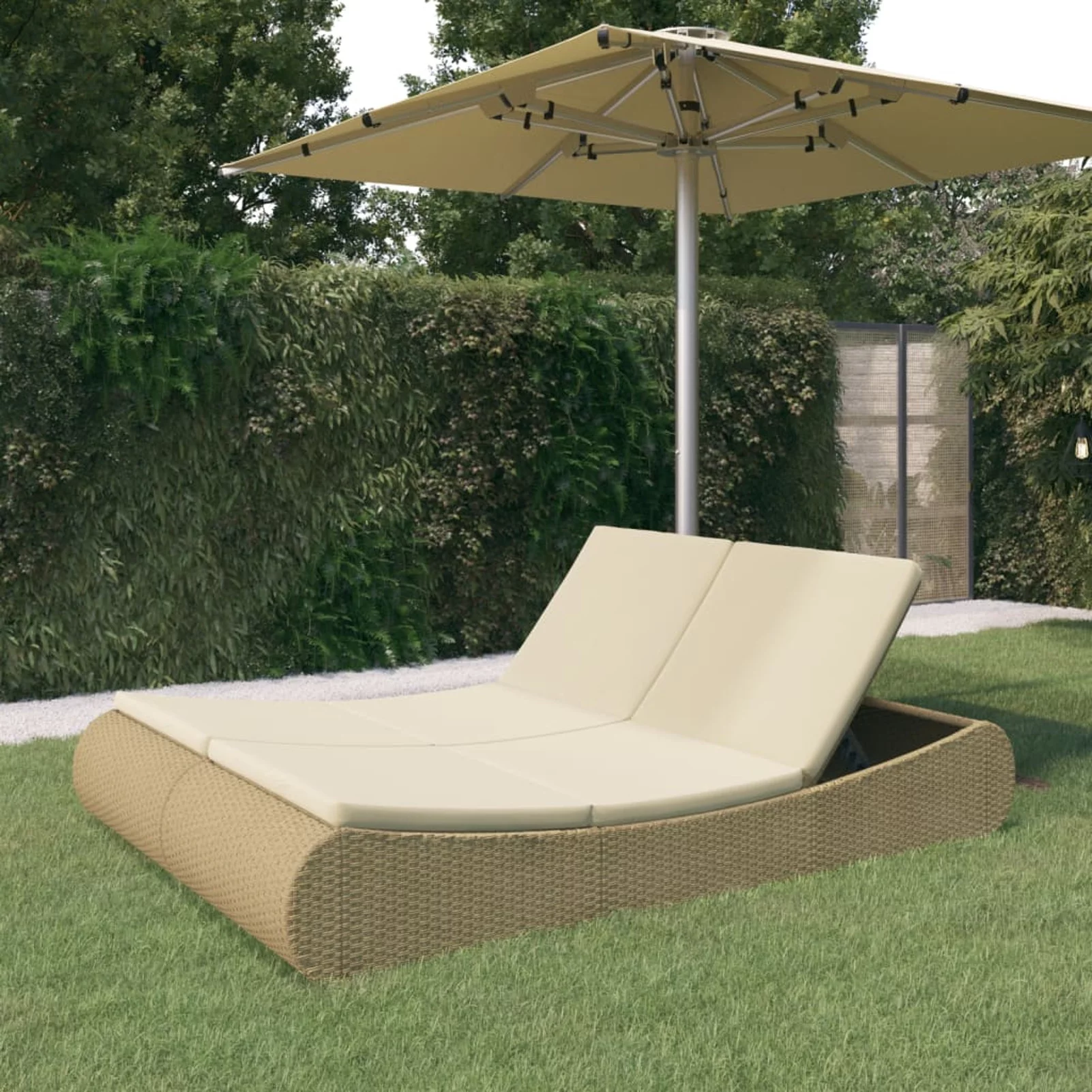 Patio Bed Poly Rattan Beige