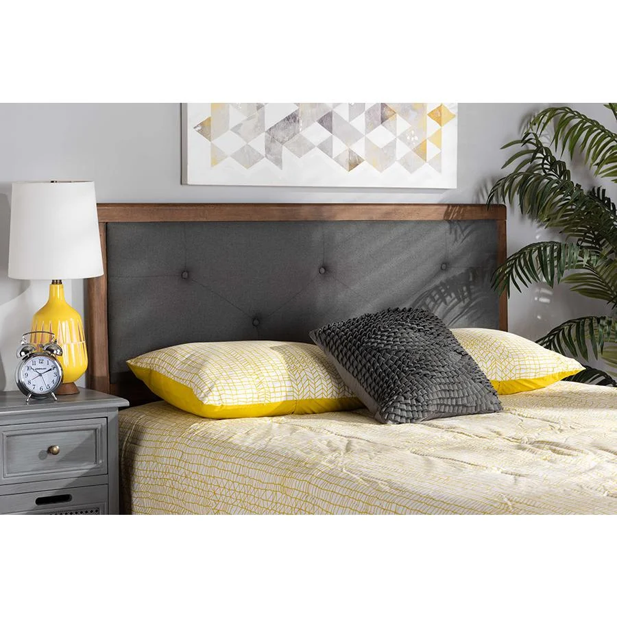 Baxton Studio Abner Dark Gray and Brown Finished Wood Queen Size Headboard