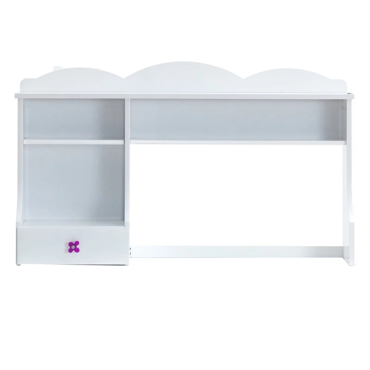 Transitional Wooden Hutch with Two Shelves and Three Drawers, White- Saltoro Sherpi