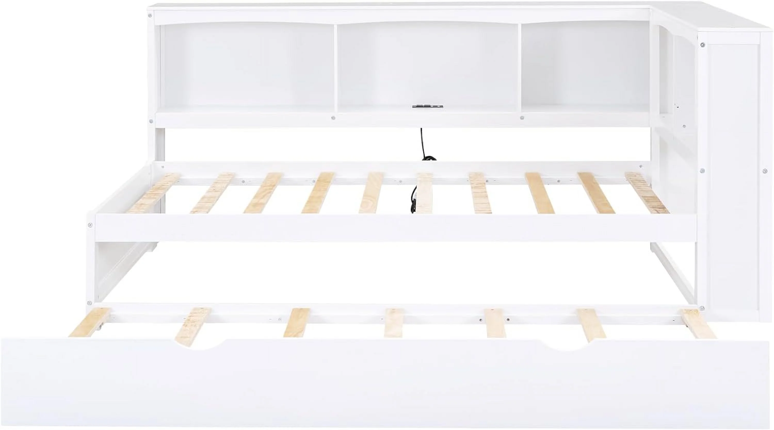 Twin Size Daybed Storage Cabinets and USB Ports,Twin Wooden Day Bed with Trundle