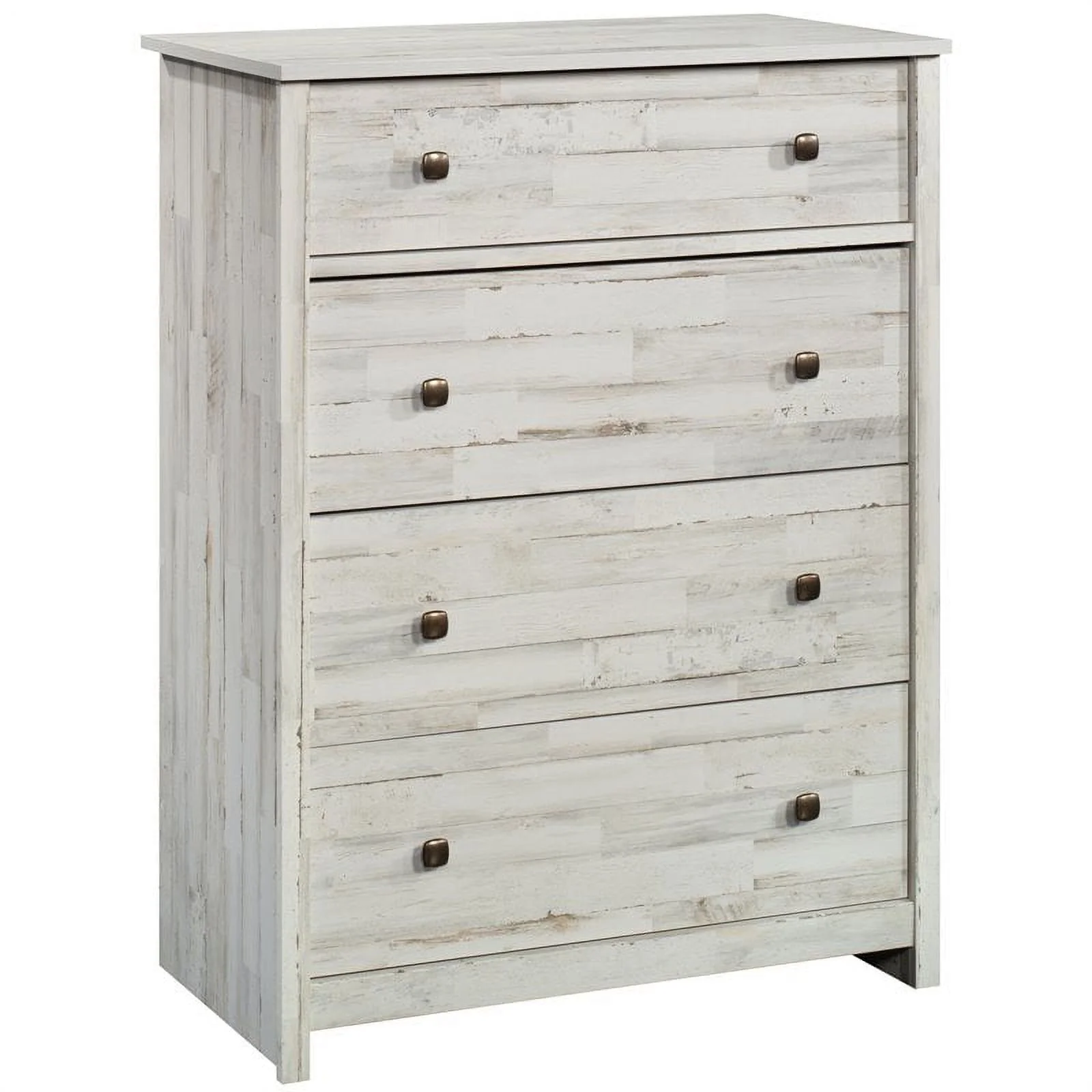 Pemberly Row Traditional 4-Drawer Engineered Wood Chest in White Plank