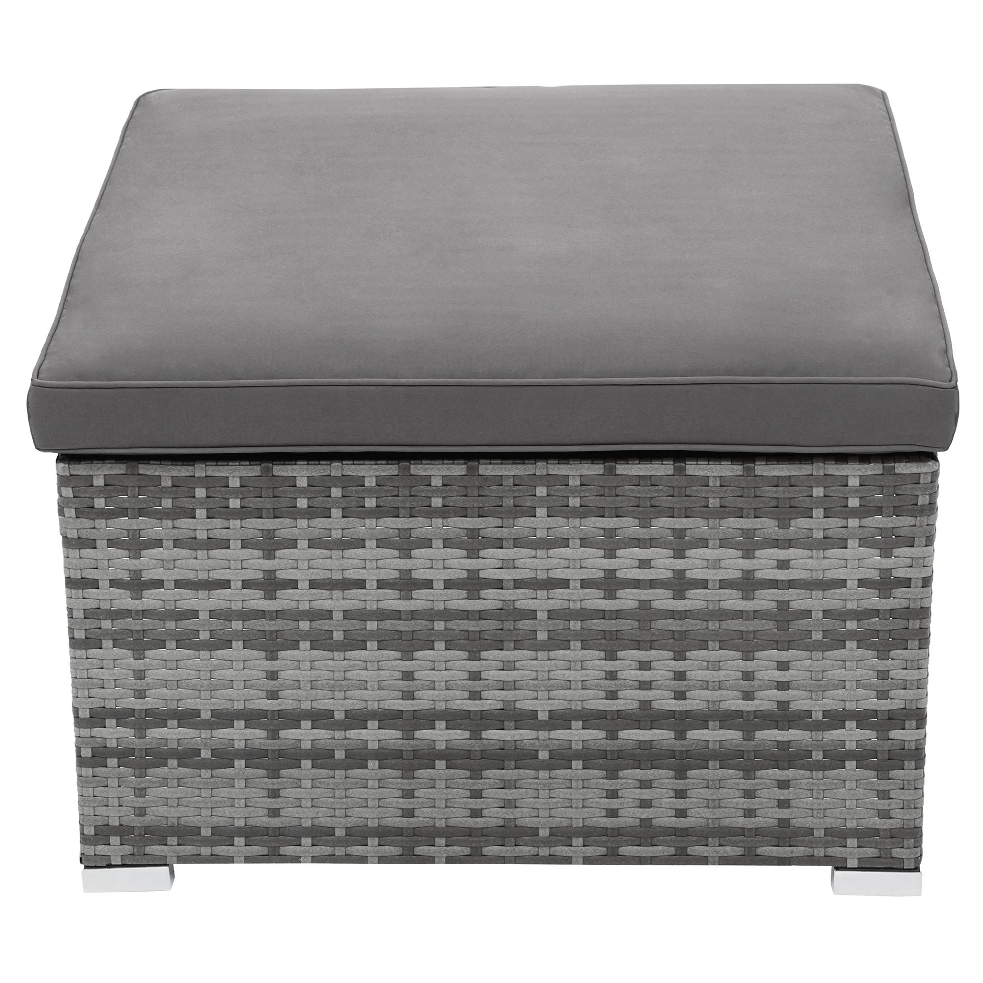 Seizeen 5 Pieces Patio Outdoor Daybed, Rattan Sectional Conversation Sofa Set with Retractable Canopy, Patio Sectional Bed with Side Table, Outdoor Sunbed with Cushions and Pillows