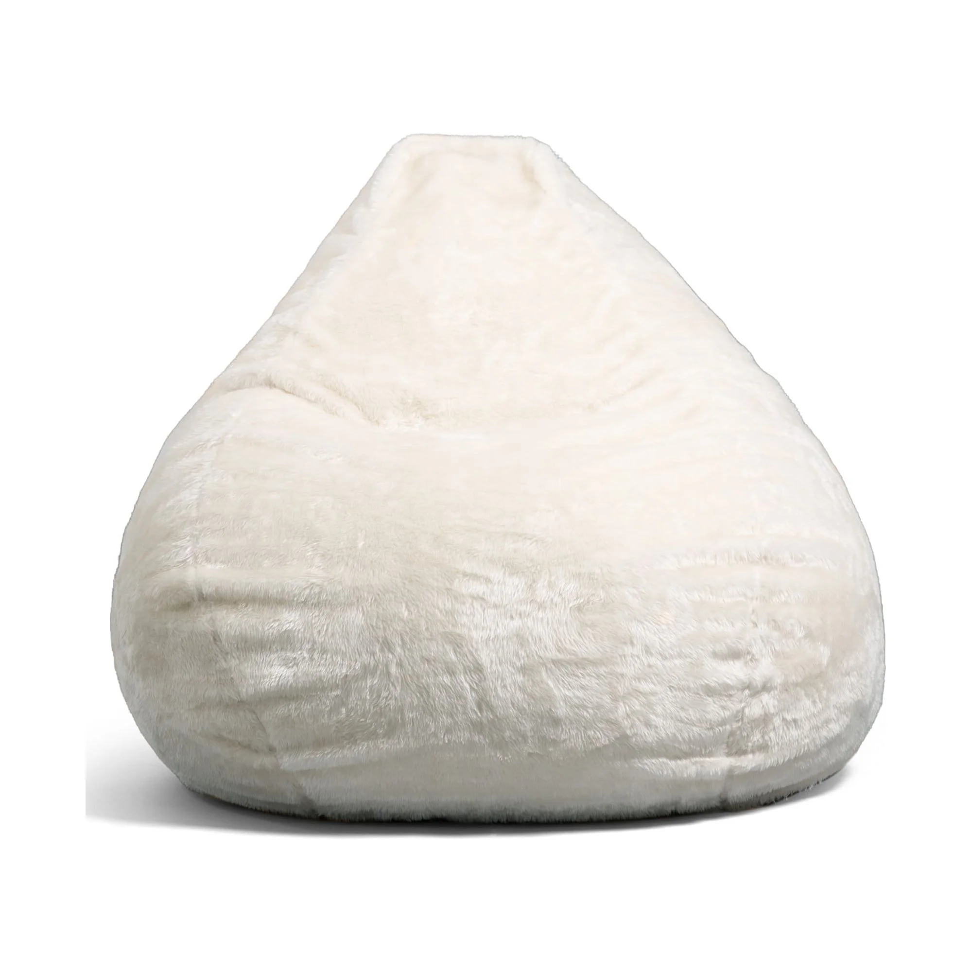 Big Joe Lotus Foam Filled Teardrop Bean Bag Chair with Removable Cover, Ivory Short Shag, Soft Faux Fur, 4 feet Big