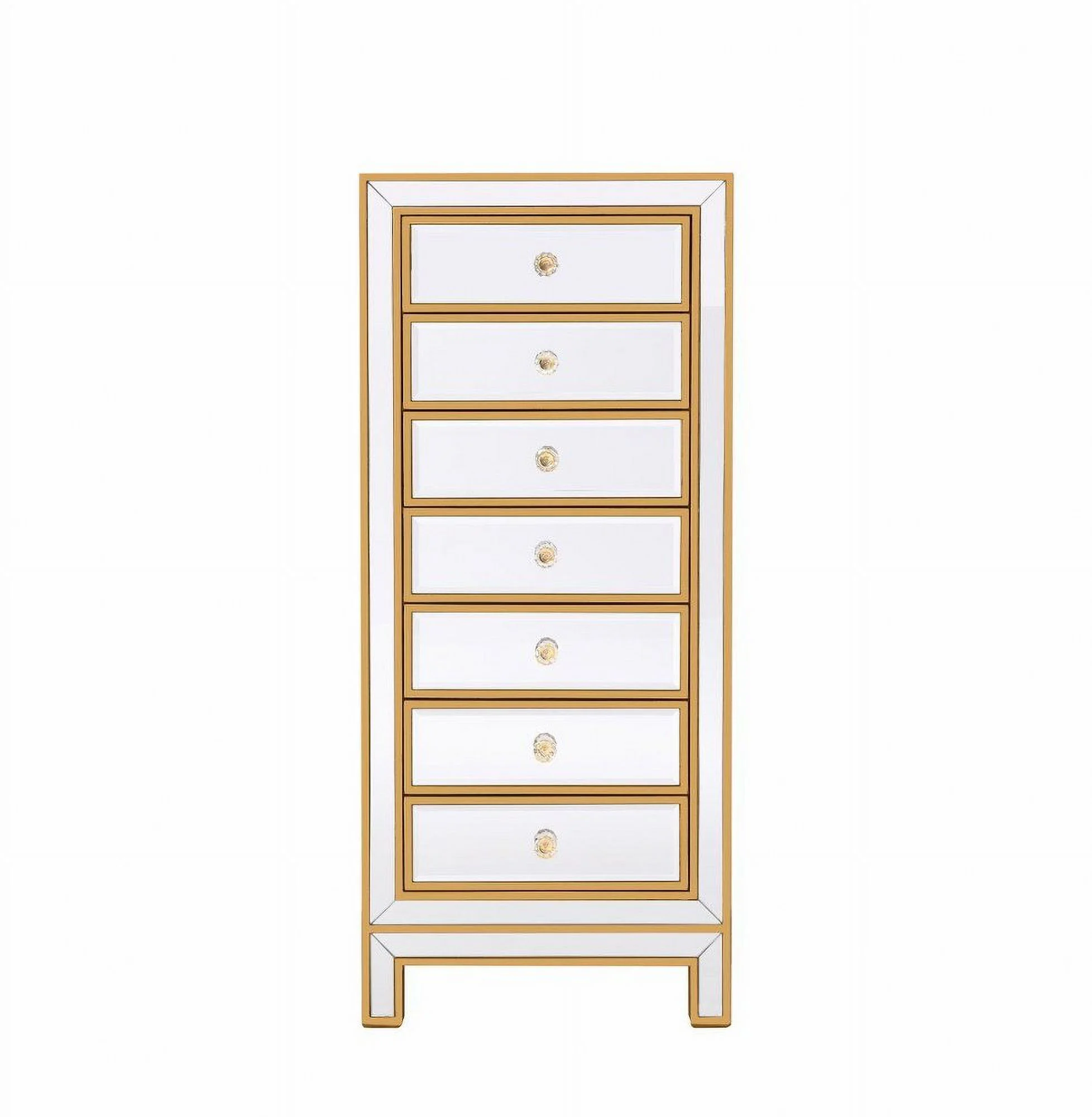 7 Drawer Lingere Chest in Modern Style-42 inches Tall and 15 inches Wide-Antique Gold Finish Bailey Street Home 779-Bel-5046493