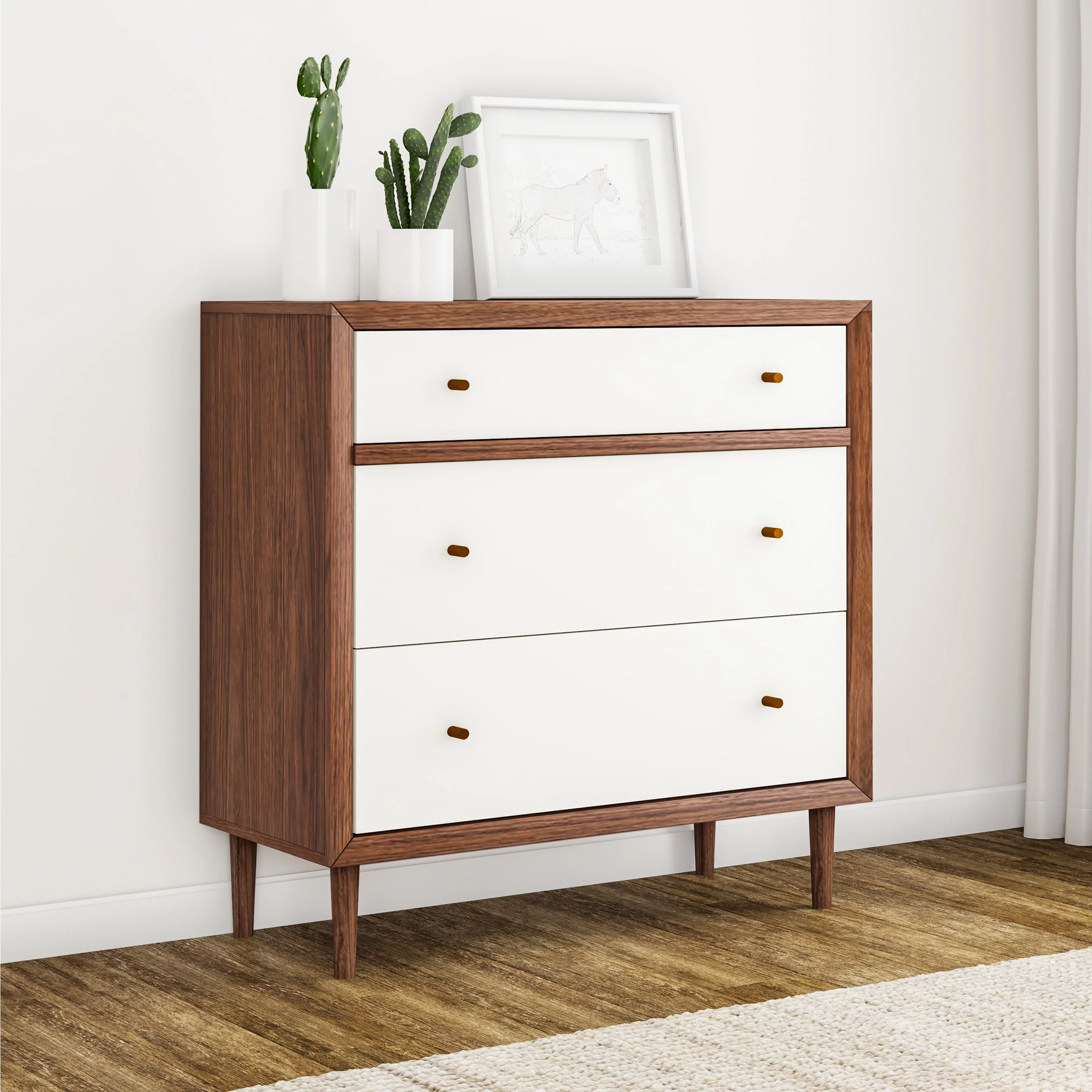 Carson Carrington Trollhattan 3-drawer White/Walnut Wood Chest