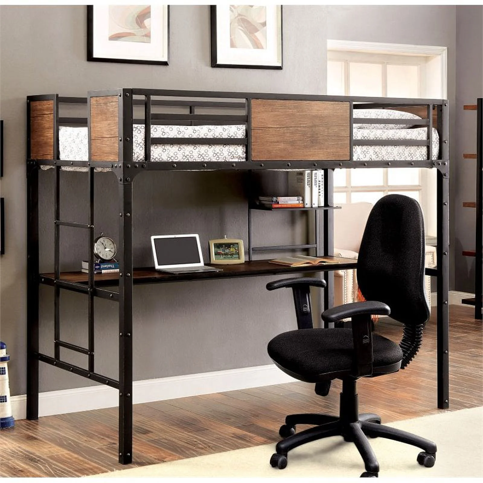 Bowery Hill Twin Loft Bed in Black