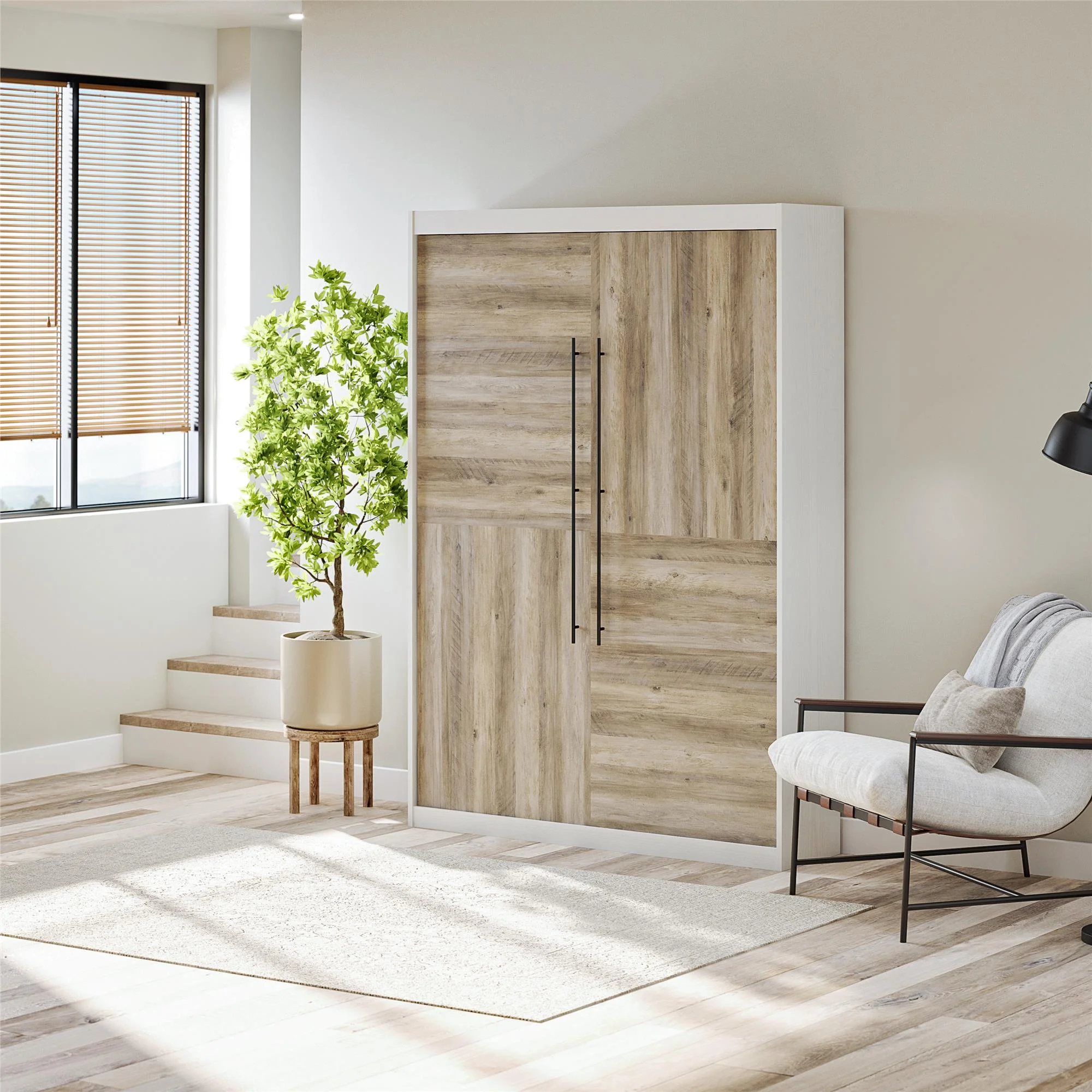 Signature Sleep Pinnacle 2-Tone Full Size Murphy Bed with Decorative Door Front, Ironwood