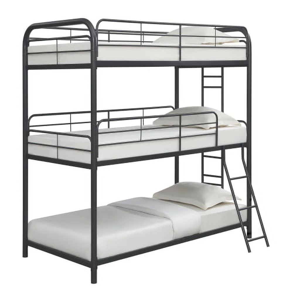 Furniture Triple Bunk Bed, Twin/Twin/Twin, black