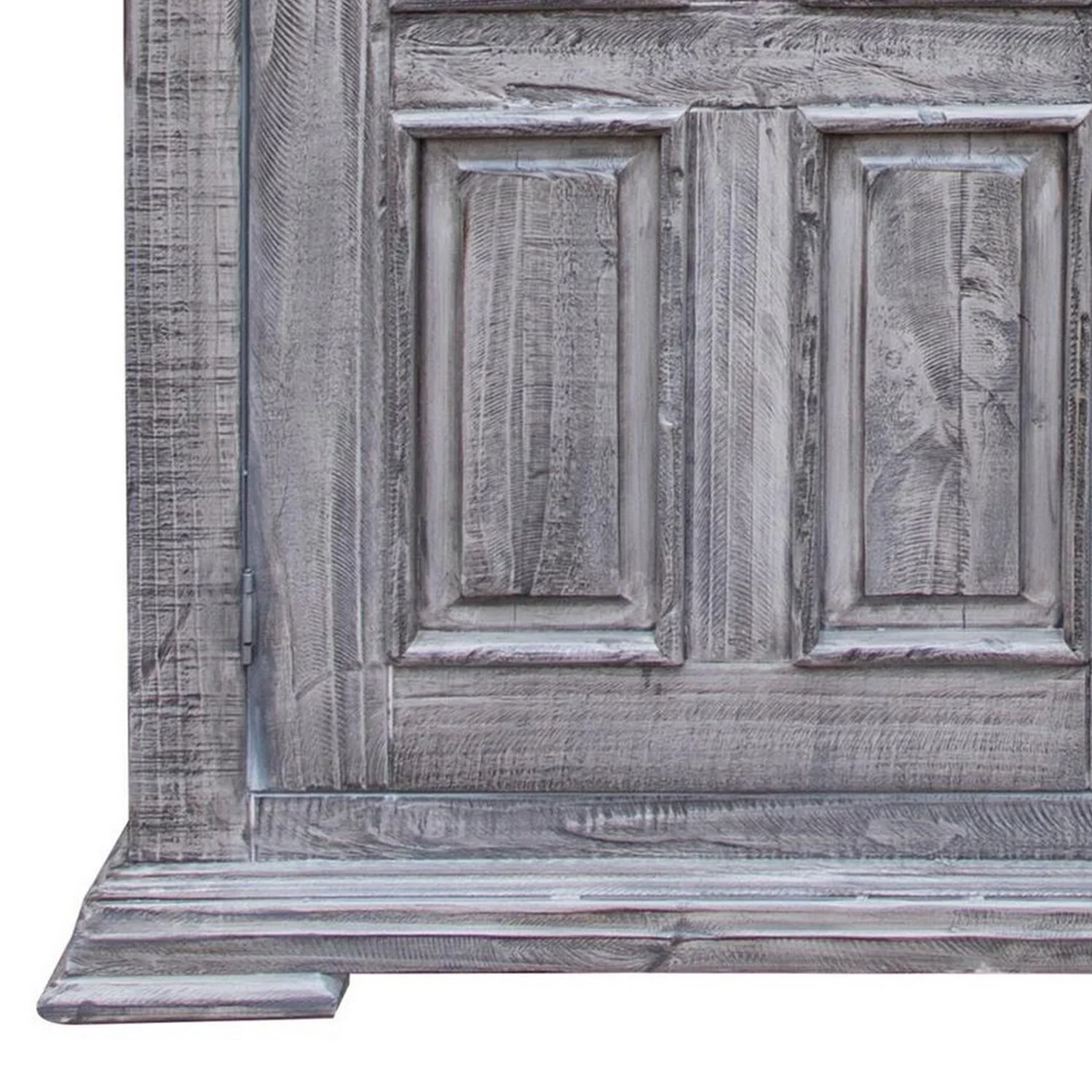 BenJara BM306501 61 in. Siya 2 Cabinets Distressed Gray Pine Wood Tall Dresser Chest