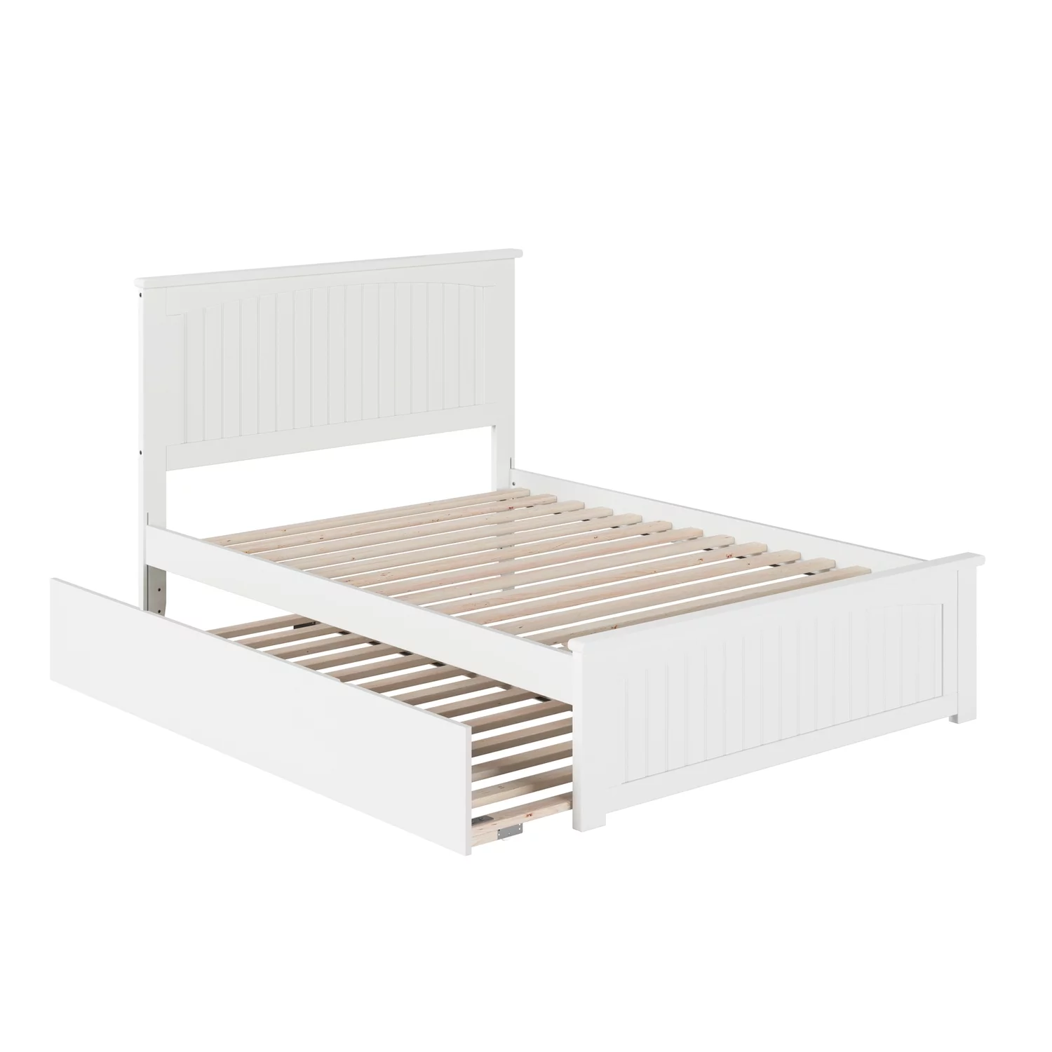 AFI Mission White Full Platform Bed with Twin Trundle Bed