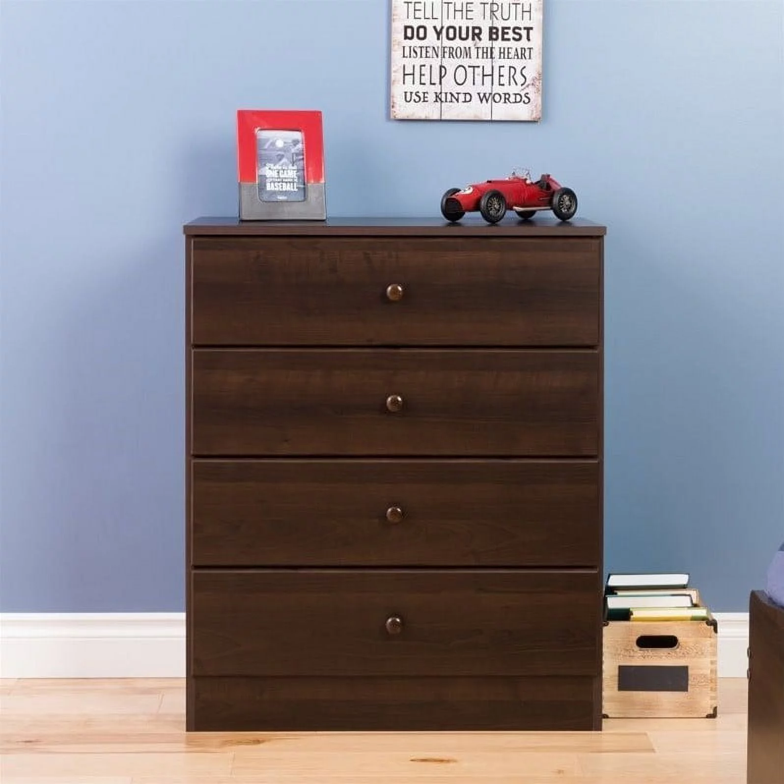 Home Square 4-Piece Set with 2 Nightstands 6-Drawer Double Dresser and Chest