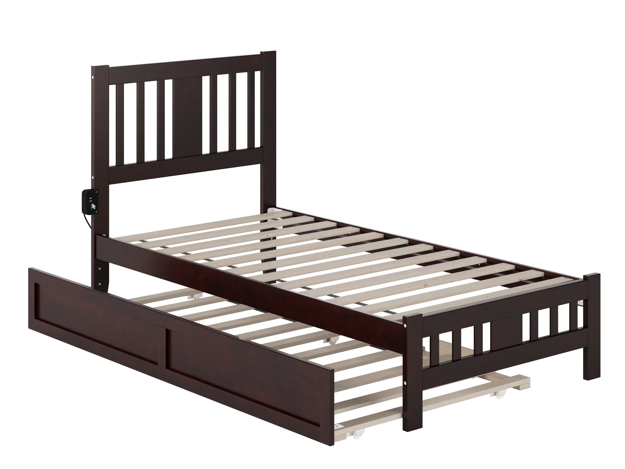 AFI Tahoe Twin Wood Platform Bed with Headboard Footboard & Twin Trundle, Espresso
