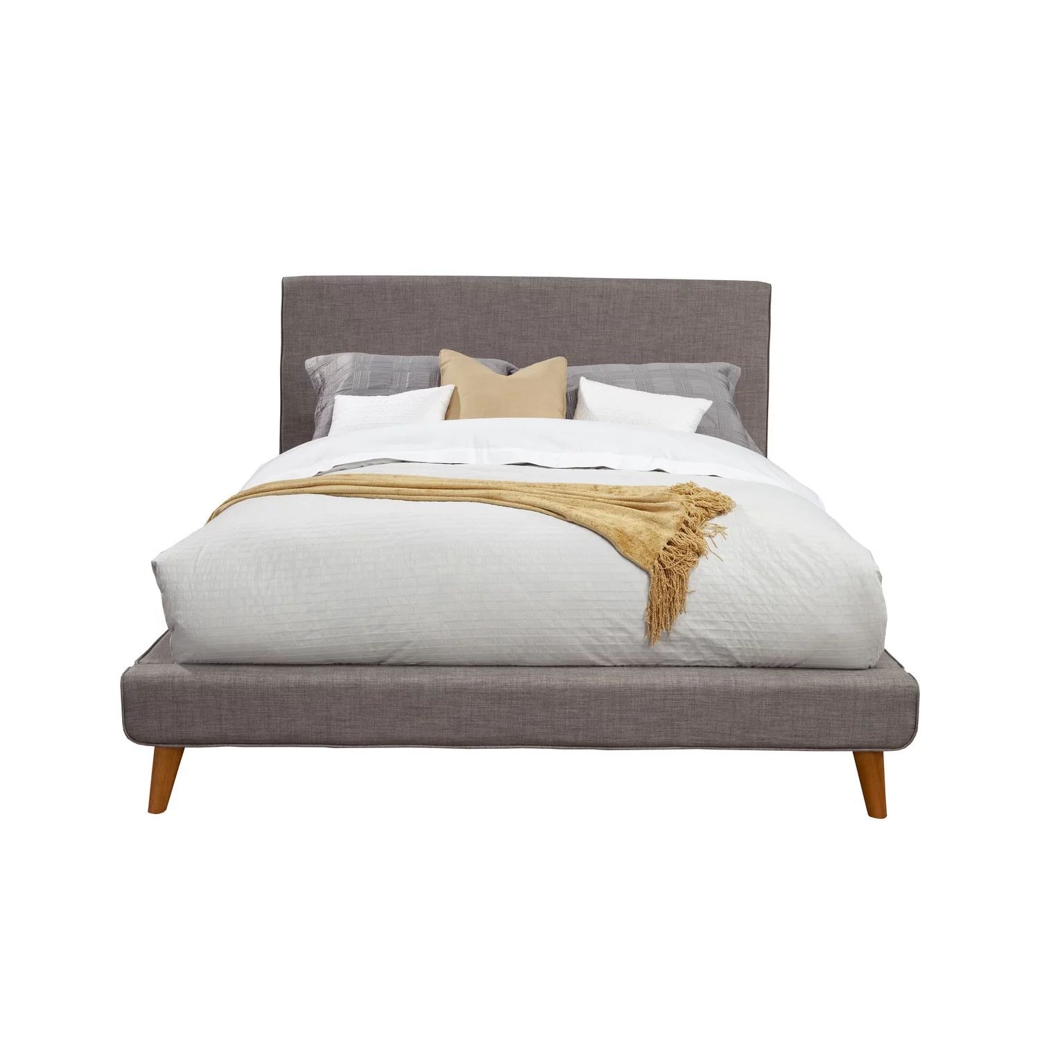 Alpine Furniture Britney Full Size Upholstered Platform Bed in Dark Gray