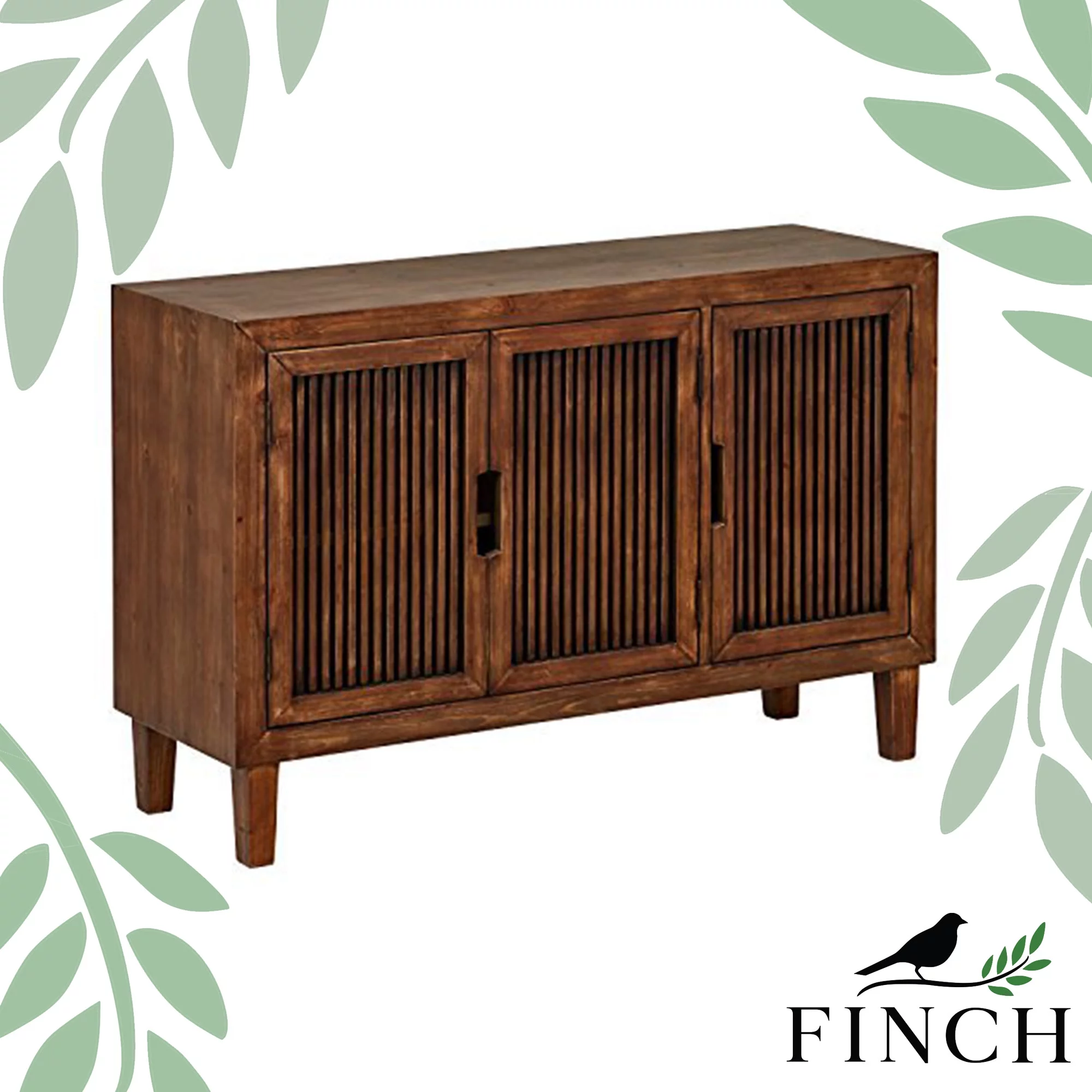 Adore Decor Sawyer 3 Door Modern Storage Cabinet Console Table, Brown