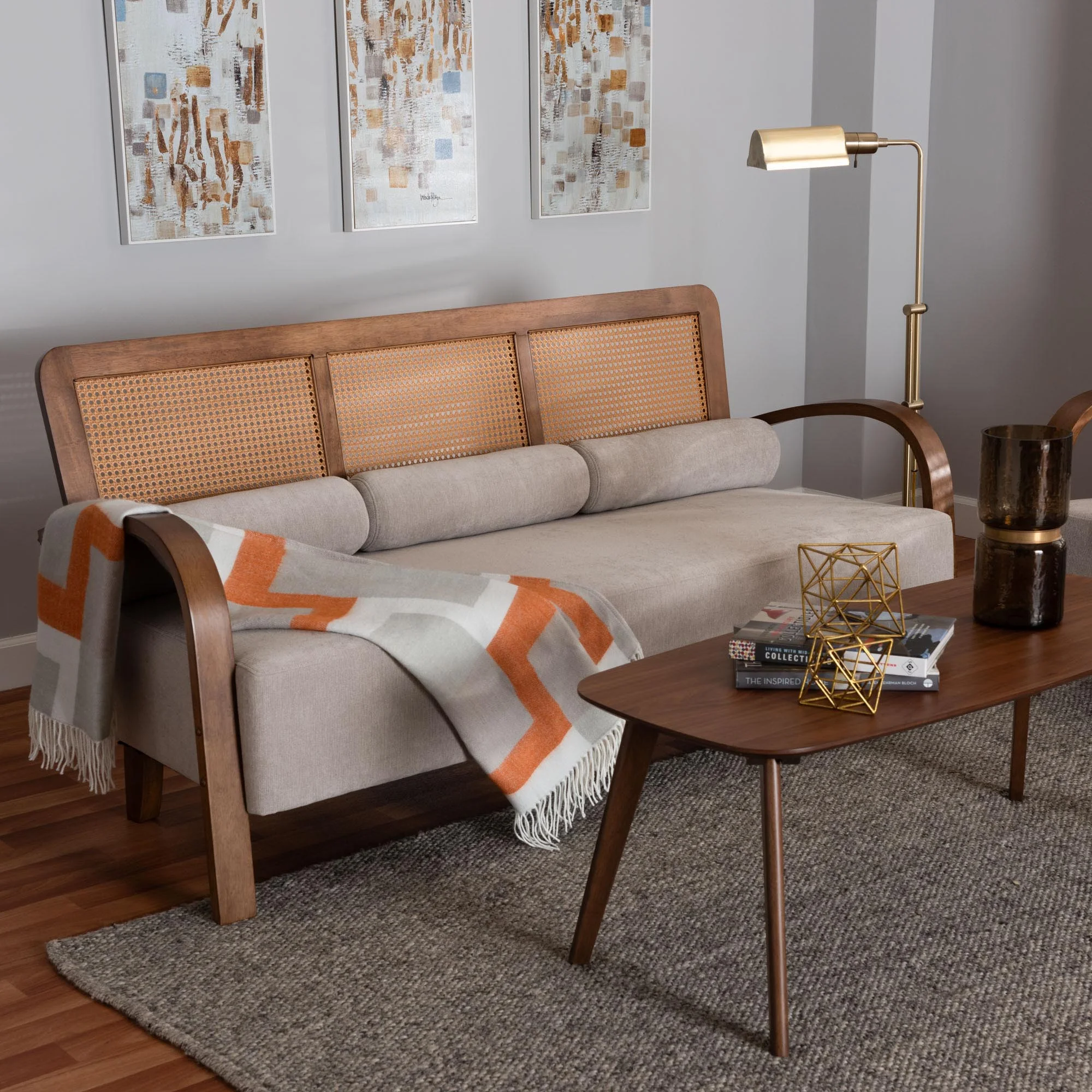 Baxton Studio Sage Japandi Sofa, One Size, Walnut Brown