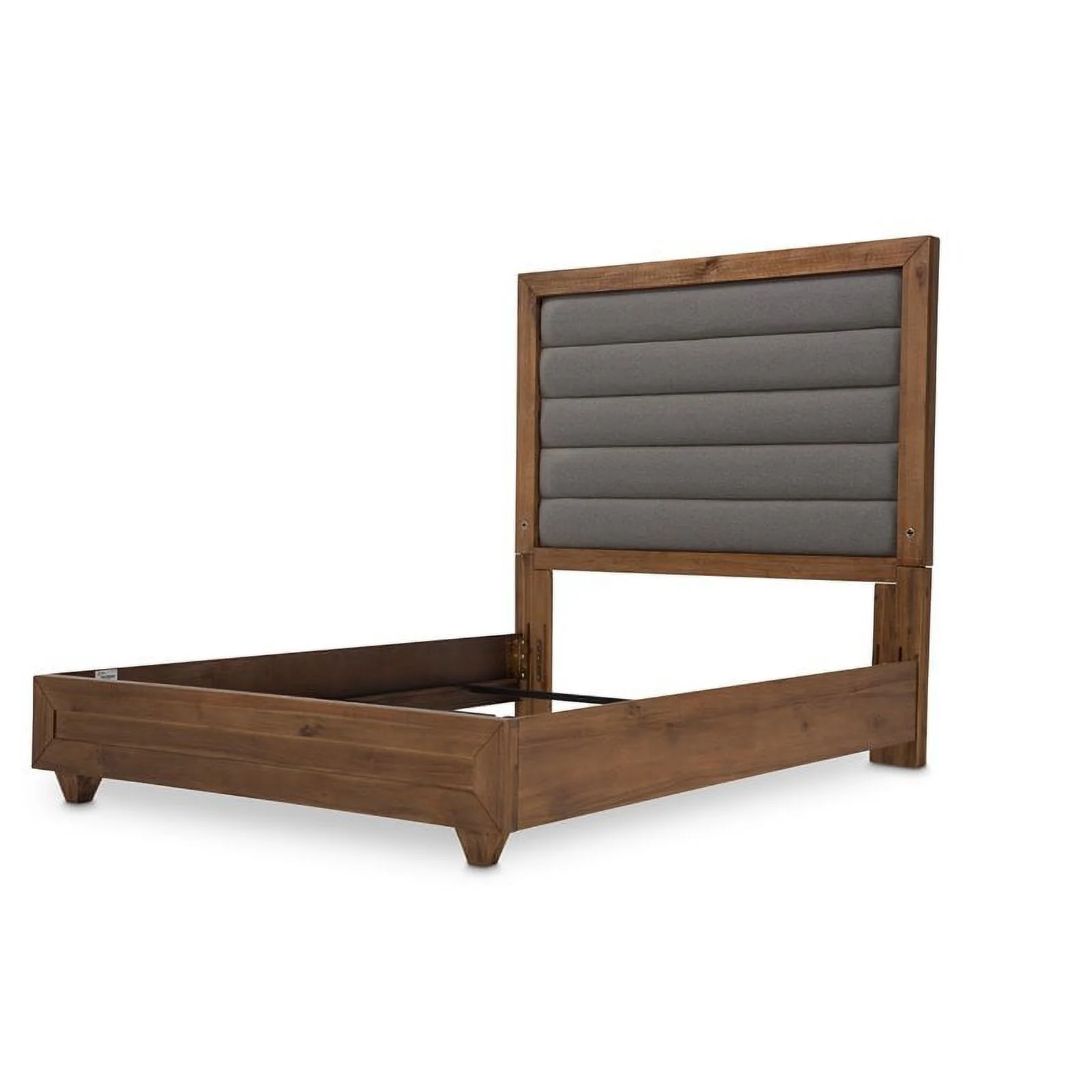 Michael Amini Brooklyn Walk Queen Tufted Wood Panel Bed in Gray/Burnt Umber