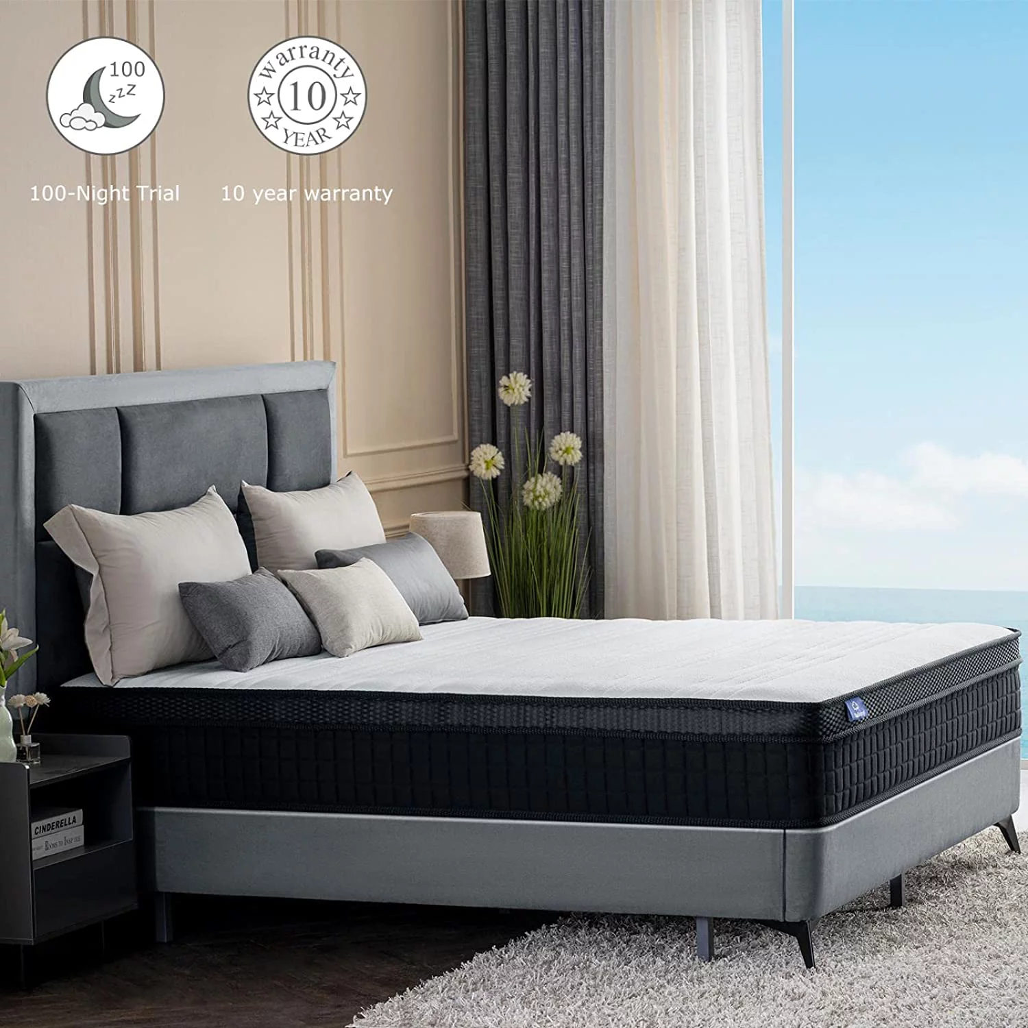 SUI LONG 12 Inch Full Mattress,Spring and Memory Foam Hybrid Mattress, Mattress in a Box，Medium Firm
