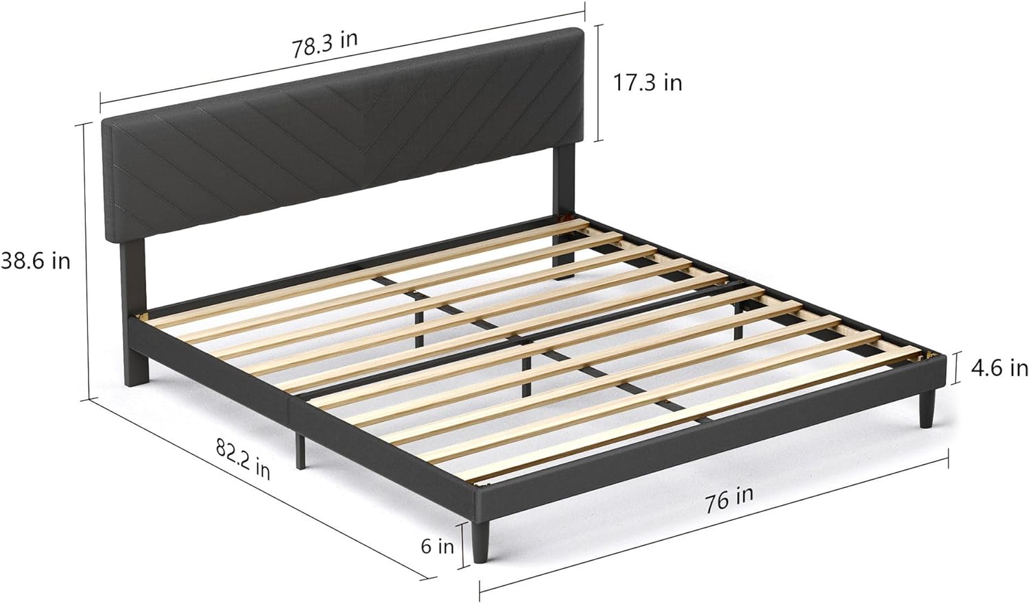 Tabaray Upholstered Queen Size Bed Frame Platform with High-Adjustable Headboard, Solid Wood Slats Support, Strong Weight Capacity, Easy Assembly - No Box Spring Needed (King Size)