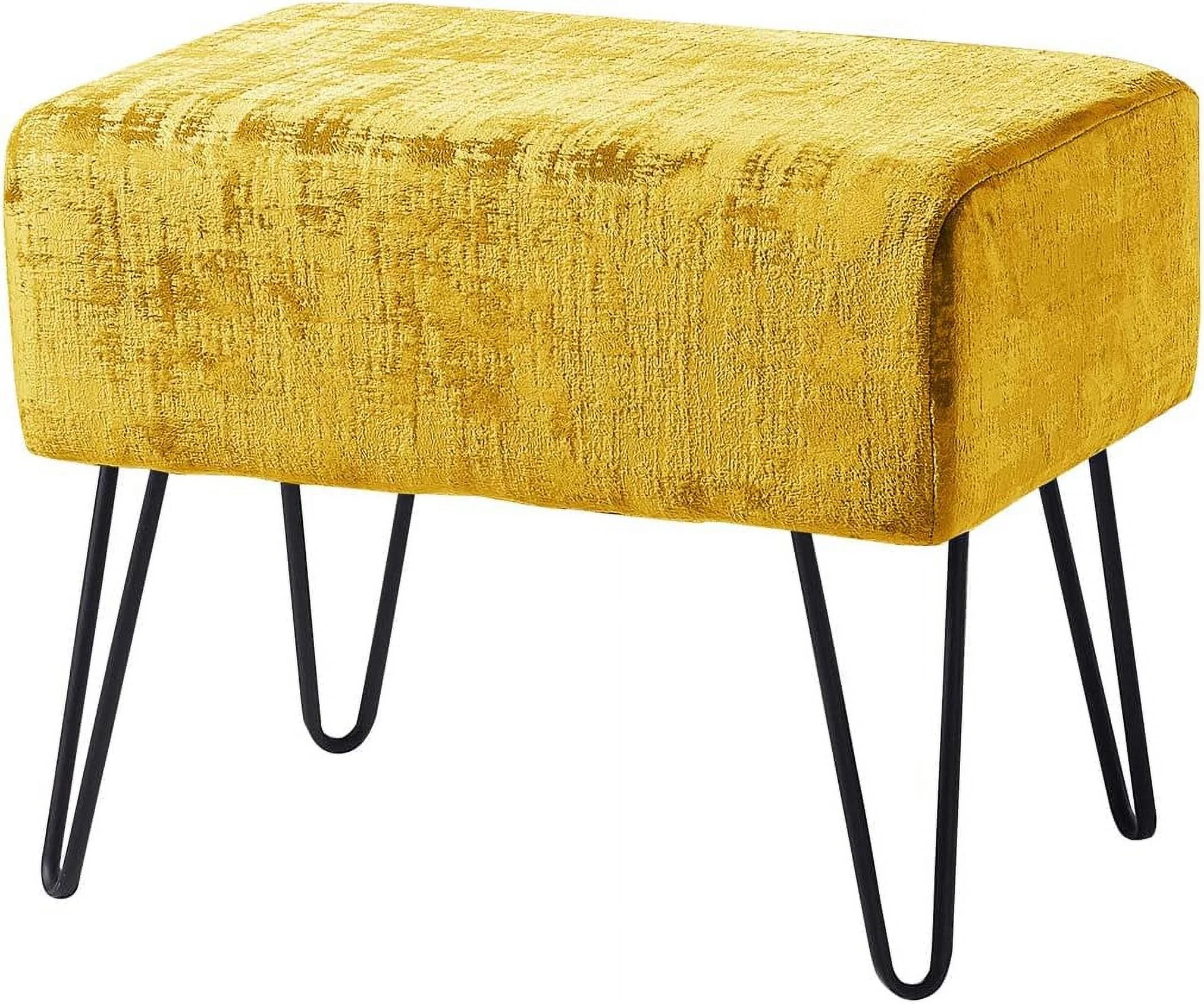 Yellow Textured Velvet Ottoman, 19