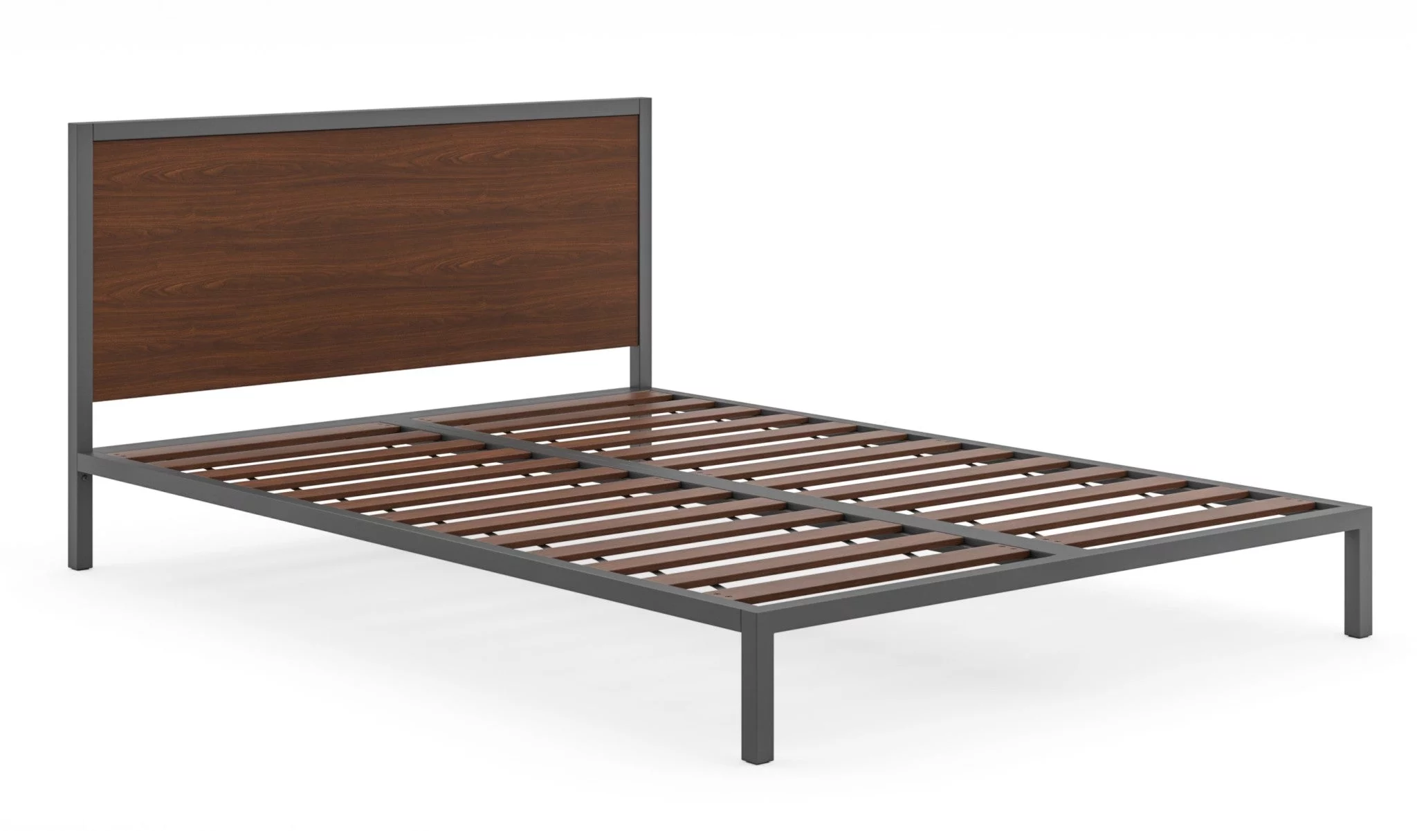 Homestyles Merge Mahogany Wood Queen Platform Bed Frame in Walnut Brown Stain