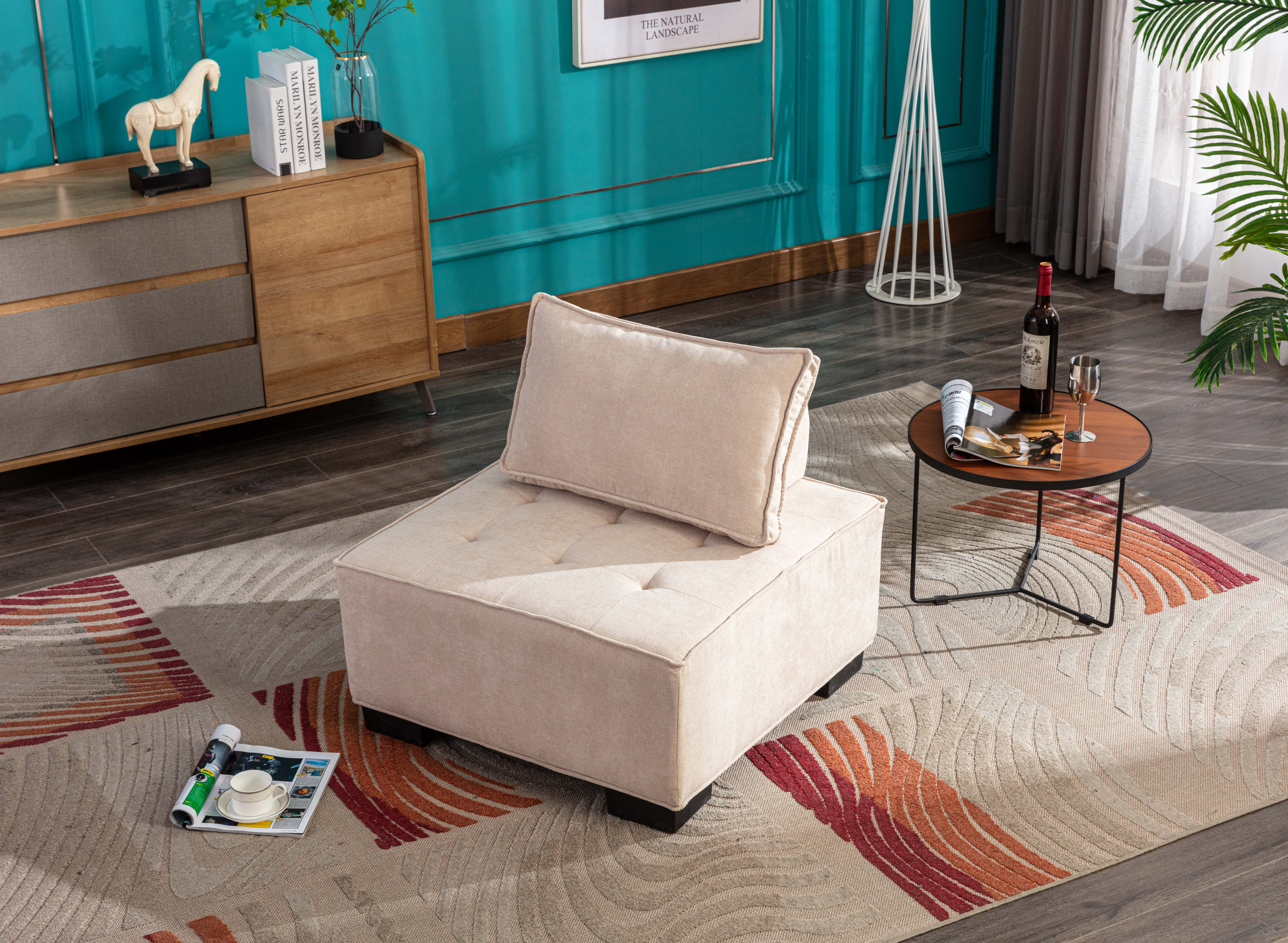 Luccalily Modular Sectional Sofa Couch,Square Floor Sofa Comfy Single Lazy Sofa Sleeper with Removable Pillow for Living Room, Bedroom and Study Room