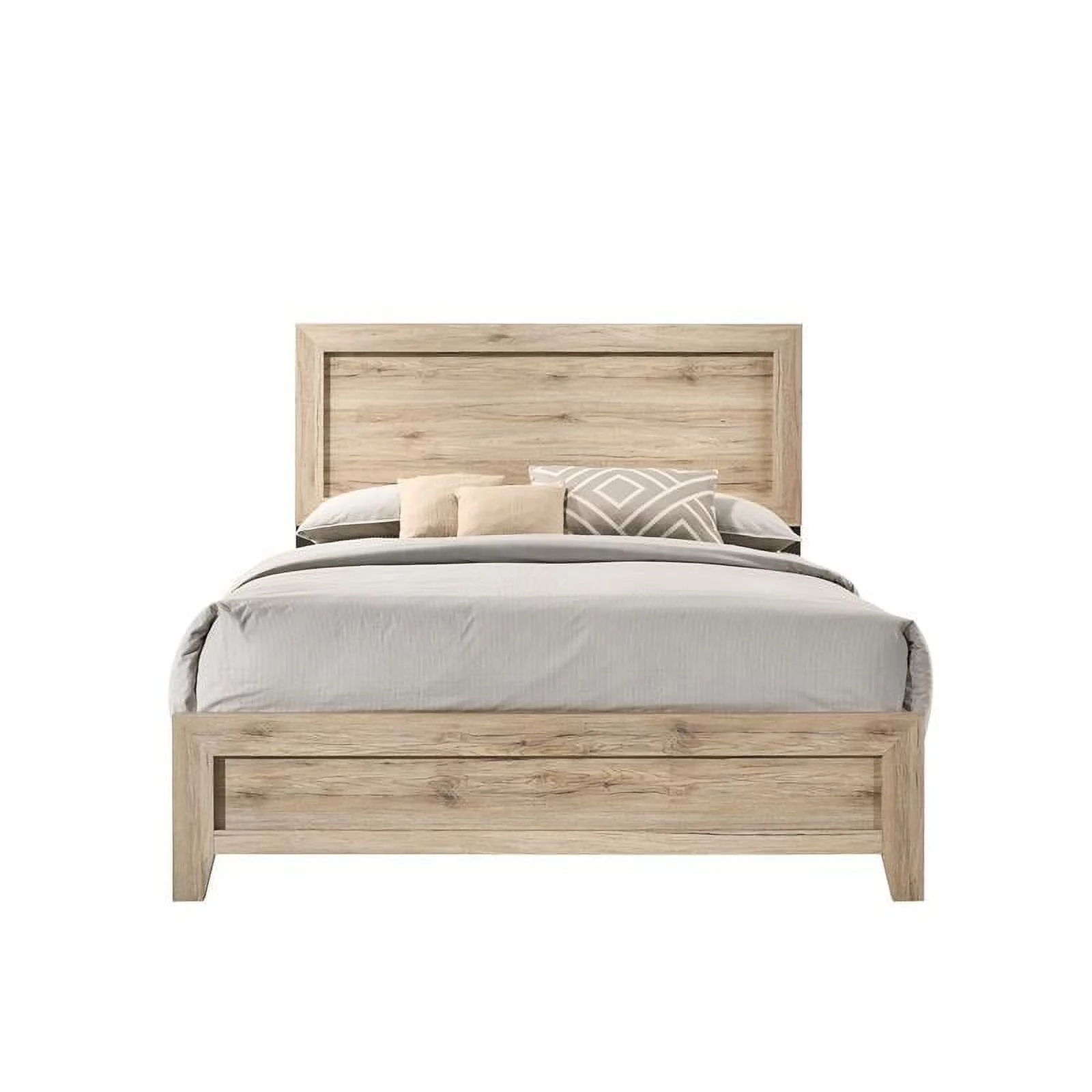 1pc Transitional Bedroom Furniture Queen Size Panel Bed Washed Oak Finish