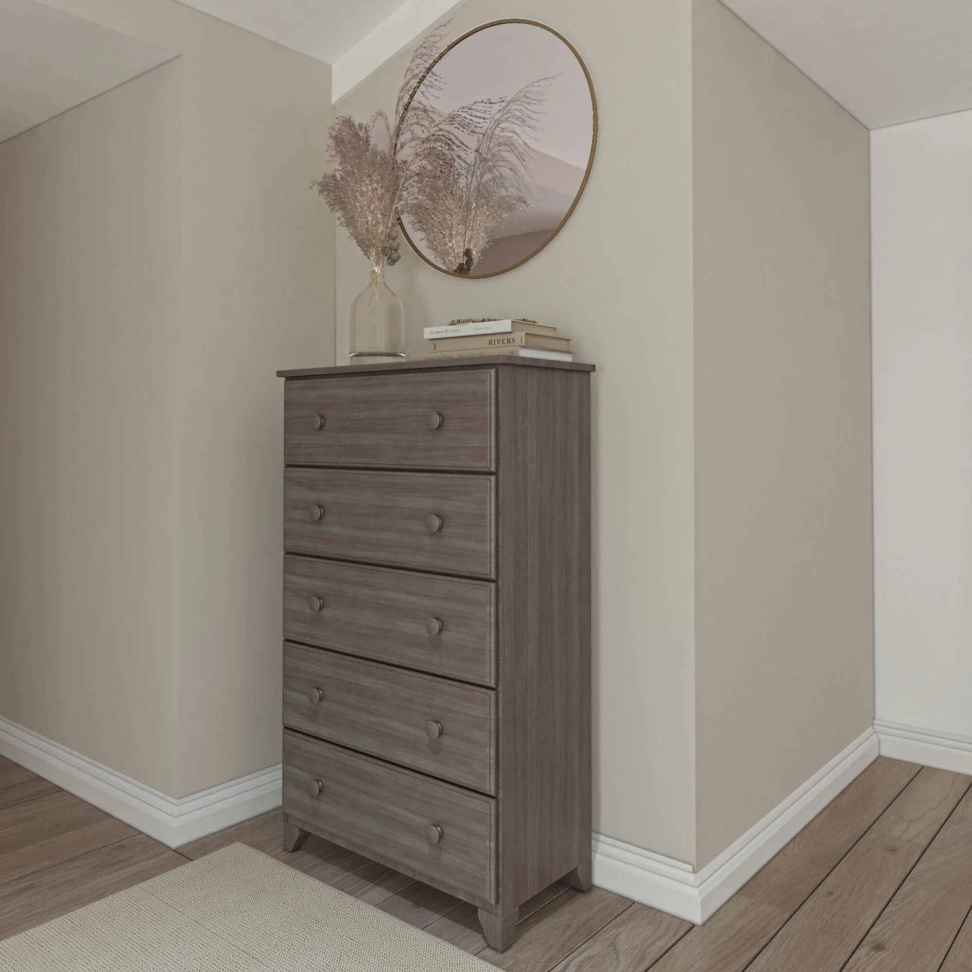 Plank+Beam Solid Wood 5 Drawer Dresser, Clay