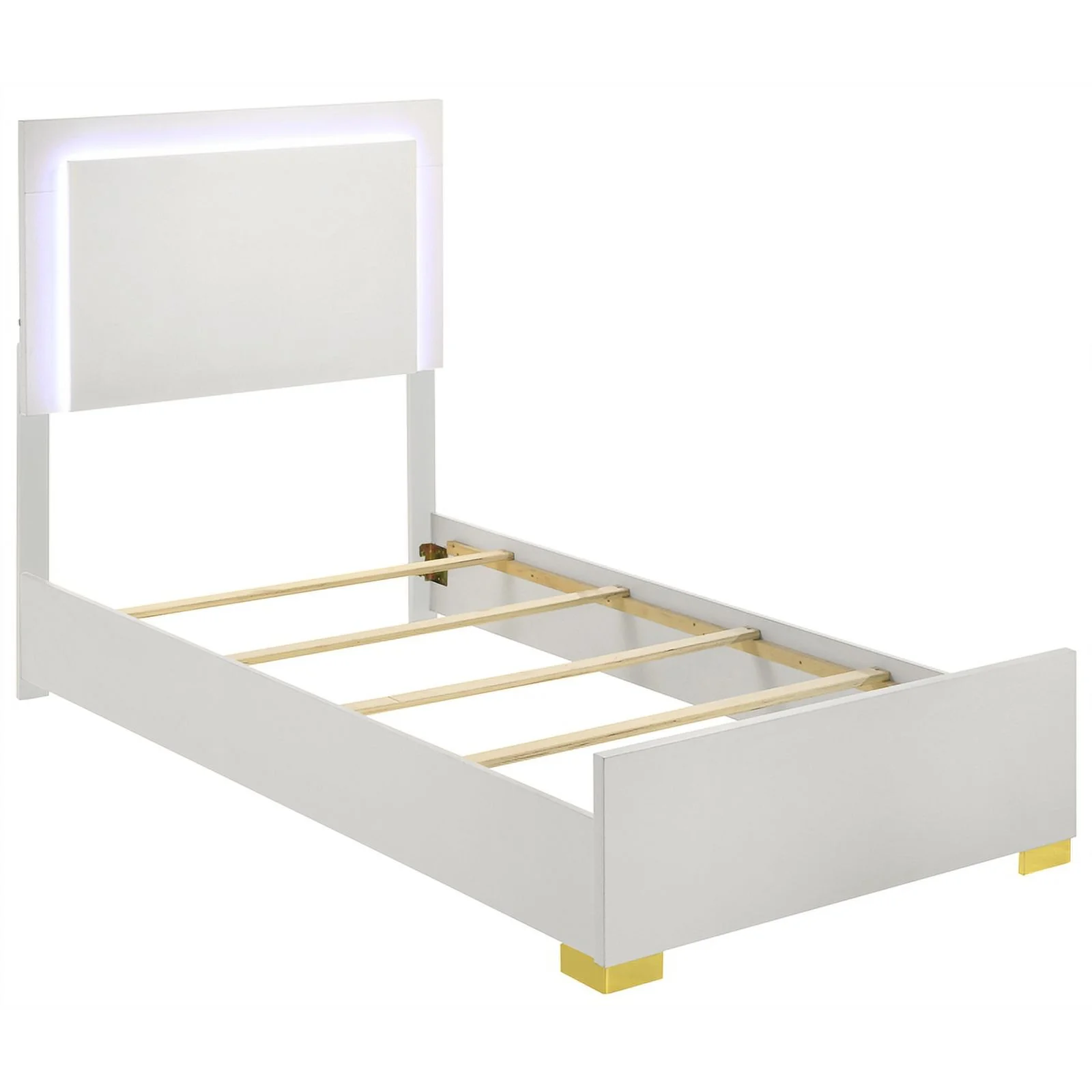 Pemberly Row 5-piece Contemporary Wood Twin Bedroom Set White and Gold