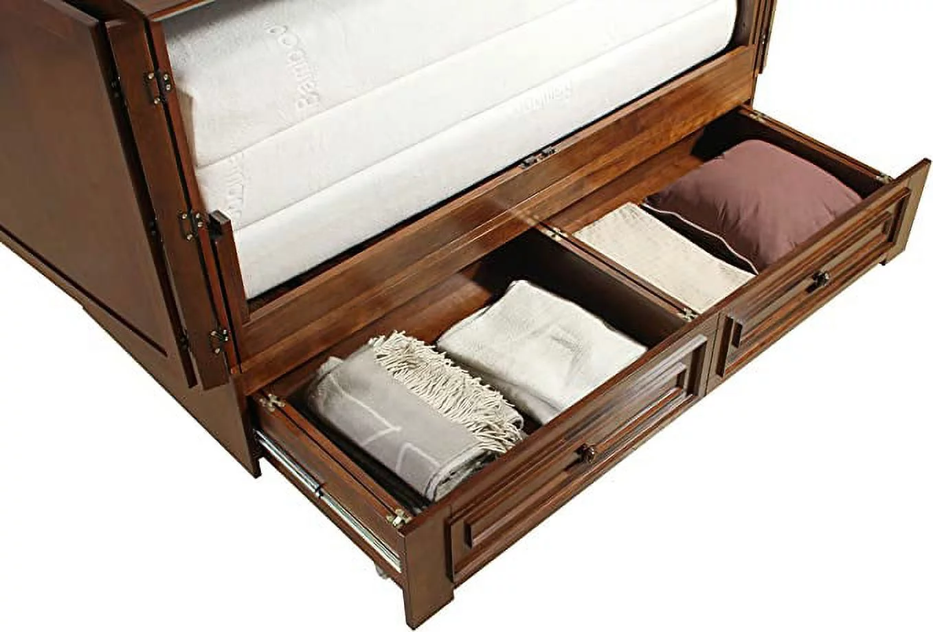 Mega Solutions Paradiseo Murphy Cabinet Chest Bed with Charging Station 8 Inch, Queen (Tobacco)