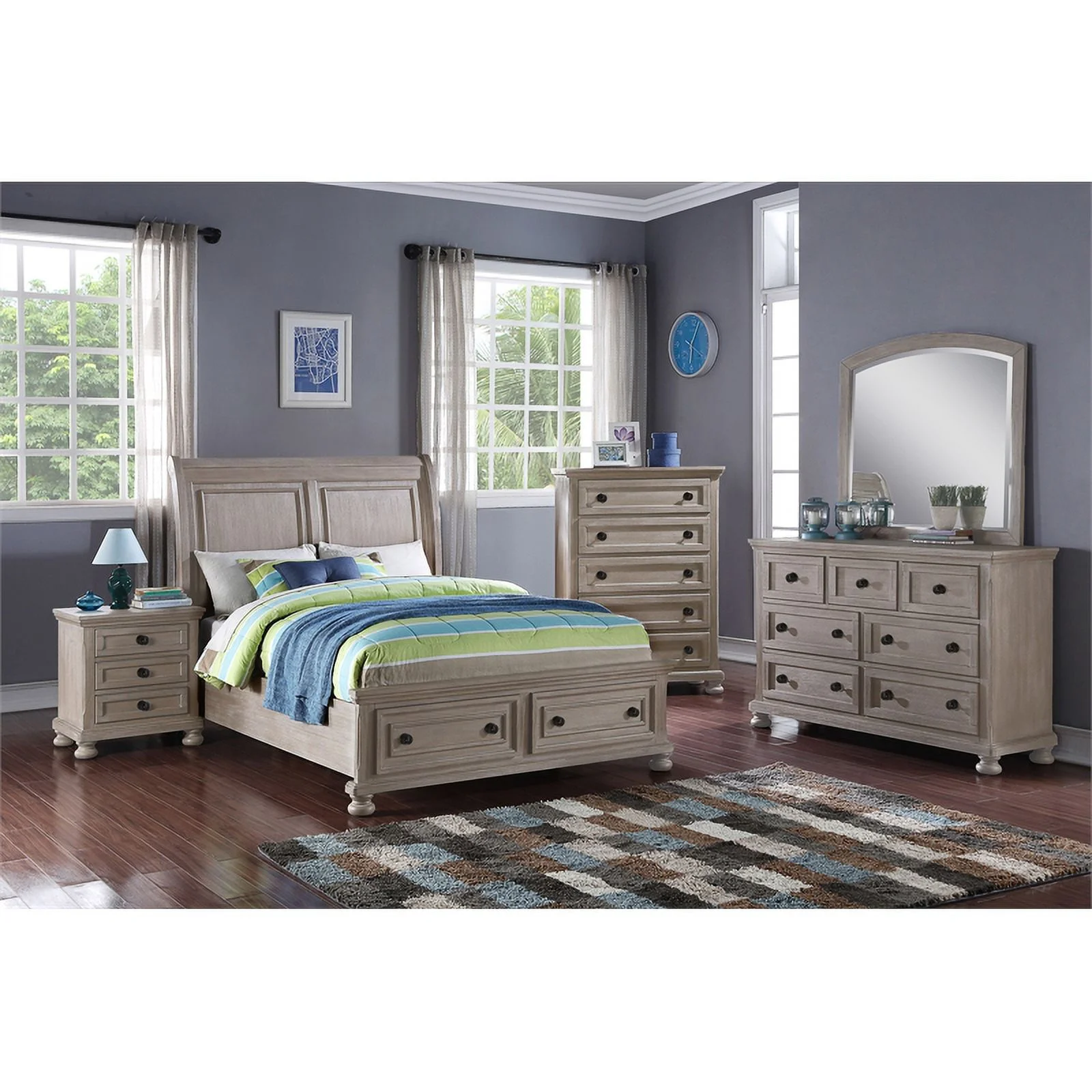 New Classic Furniture Allegra Twin Size Solid Wood Bed in Pewter