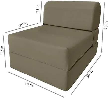 RUNFAYBIU D&D Futon  Sleeper Chair Folding Bed  Studio Sofa Guest Folded Mattress  High Density Foam (70 x 24 x 6  Black)