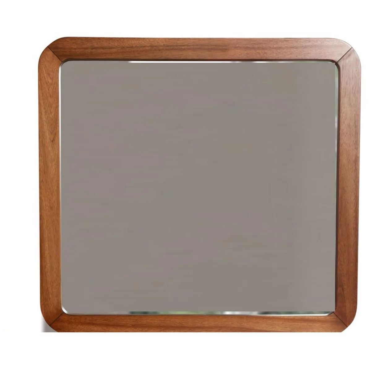Neo 37 x 40 Rectangular Dresser Mirror, Mahogany Wood, Rich Honey Brown- Saltoro Sherpi