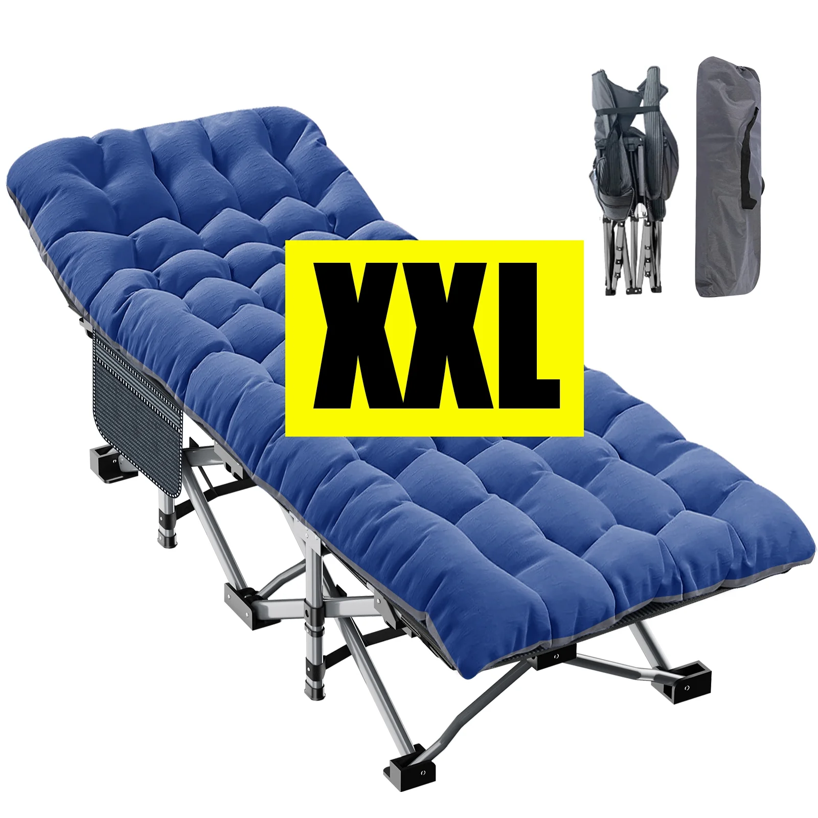 ABORON Oversized XL Folding Sleeping Cots for Adults, 900lb Loading Double-Layer 1200D, Heavy Duty Guest Bed W/Mattress & Carrying Bag