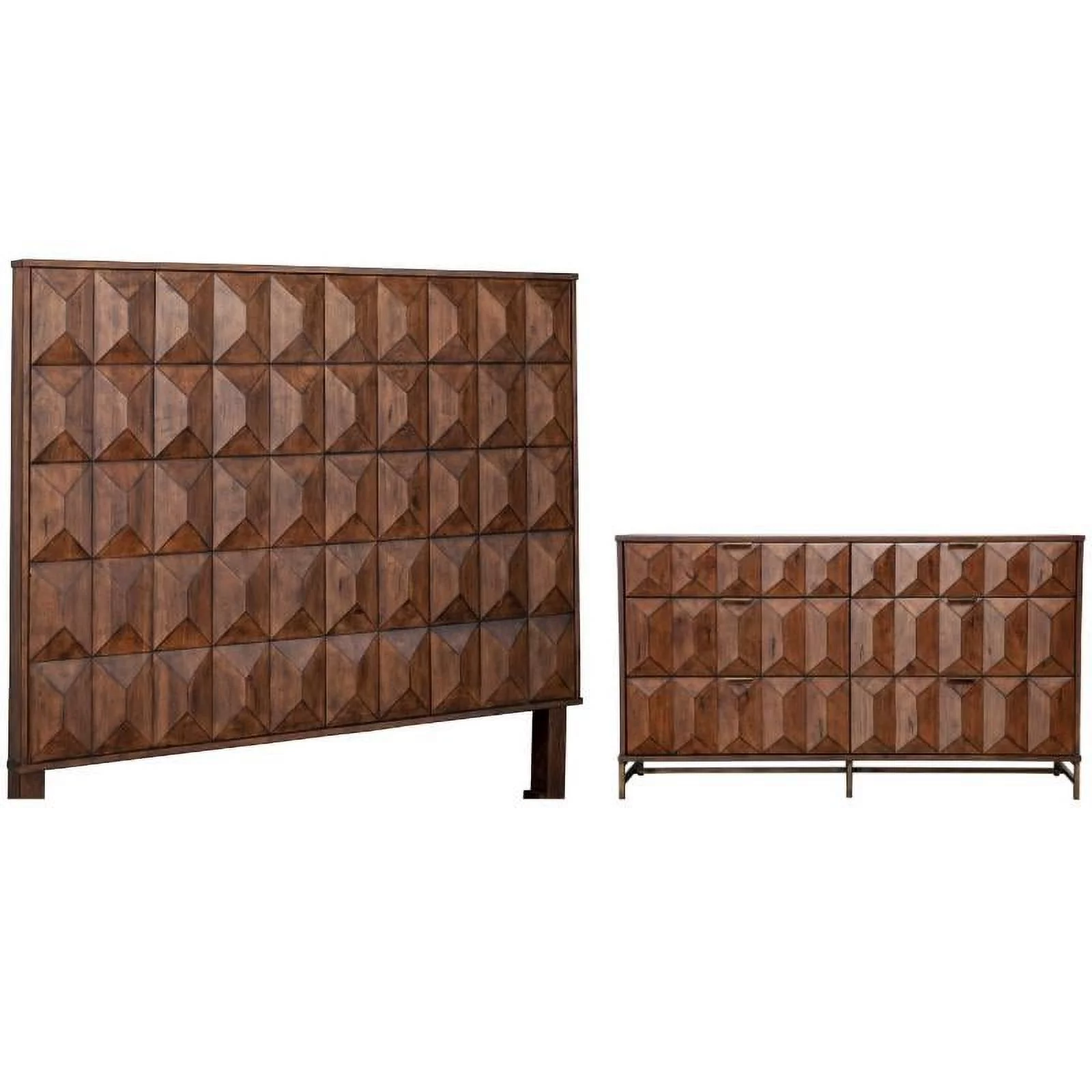 Home Square 2-Piece Set with Trig Queen Headboard & 6 Drawer Dresser