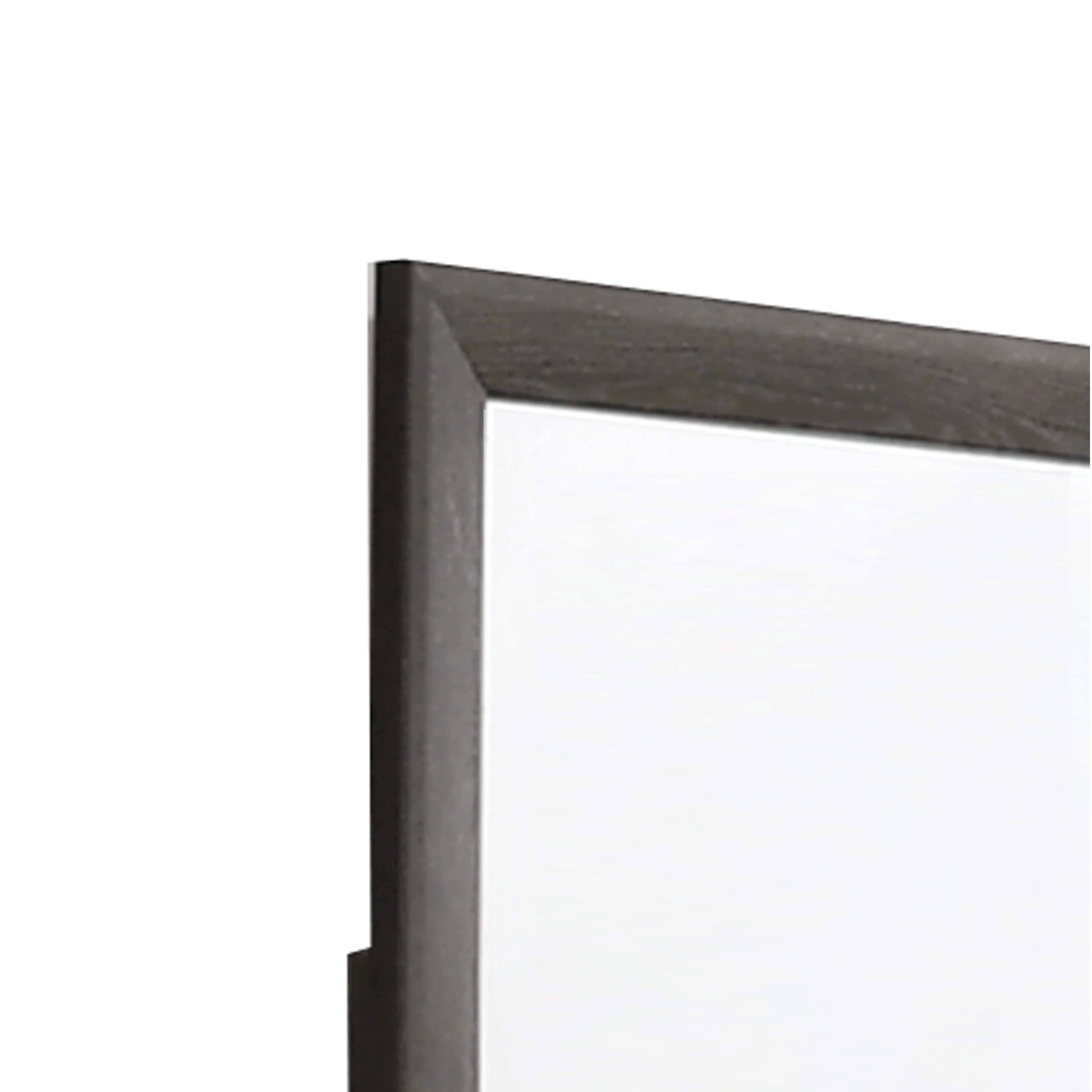 Rectangular Grained Wooden Frame Dresser Top Mirror, Brown and Silver