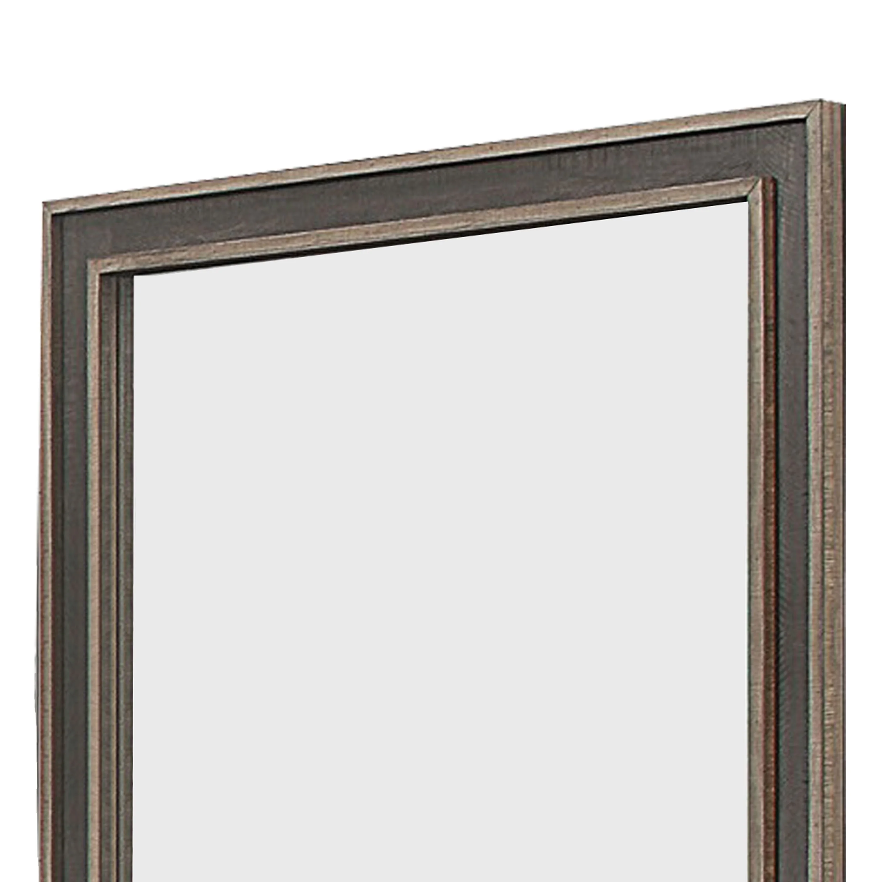 Modern Wooden Frame Dresser Mirror with Plank Design, Rustic and Dark Brown