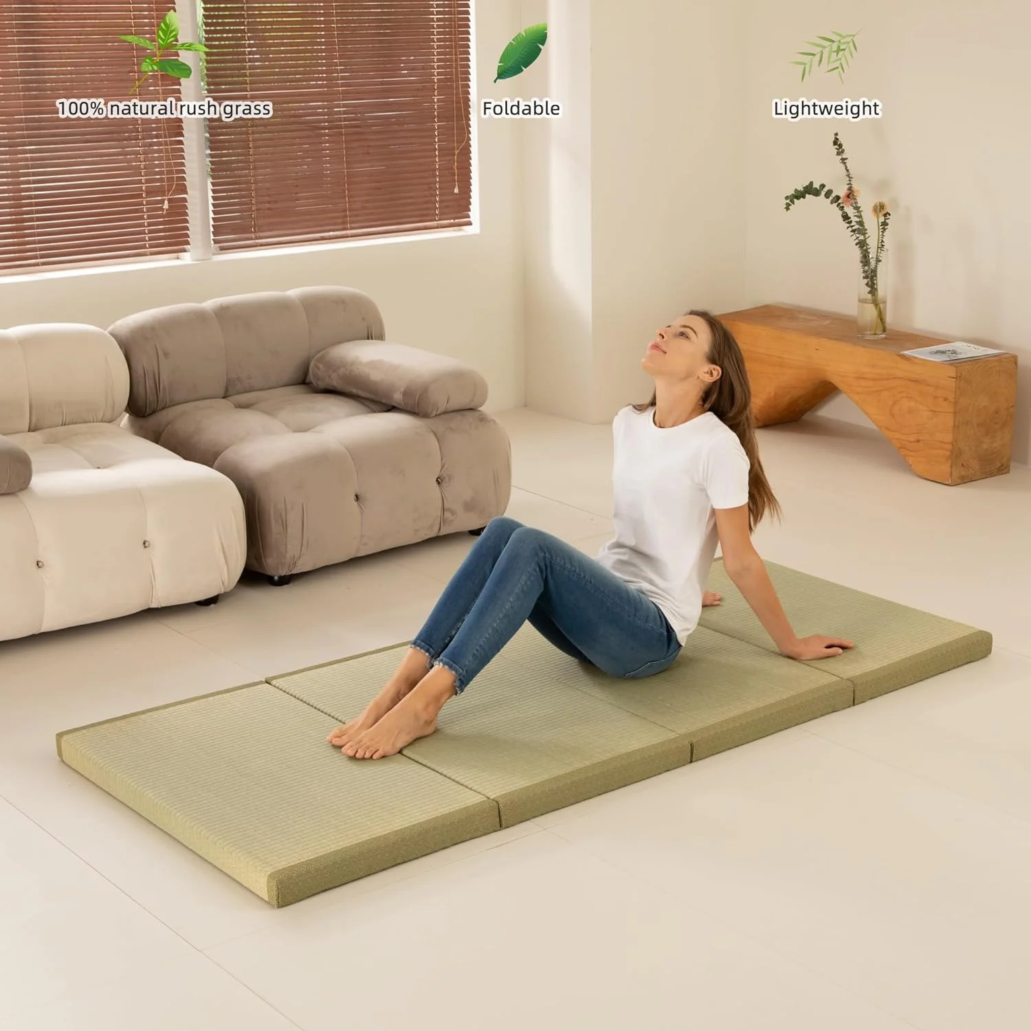 YGDU Tatami Mat Thick Japanese Floor Mattress Rush Grass Tatami Bed Twin 35.4