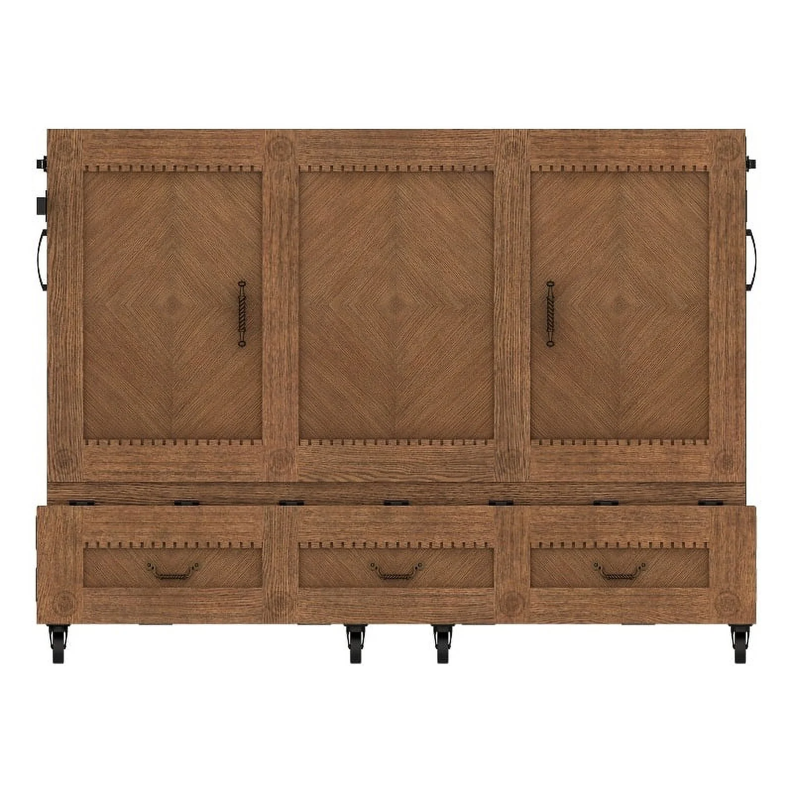 RoomAndLoft Imperial Queen Solid Wood Mobile Murphy Cabinet Bed in Brown