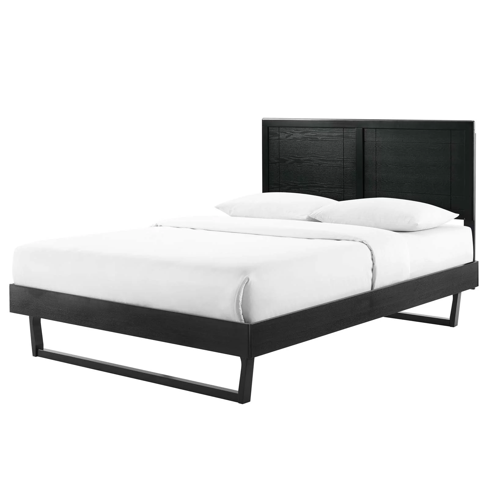 Platform Bed Frame, King Size, Wood, Black, Modern Contemporary Urban Design, Bedroom Master Guest Suite