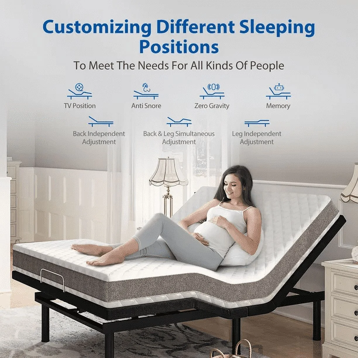 eChamp Electric Adjustable Bed Frame Base, TXL Size