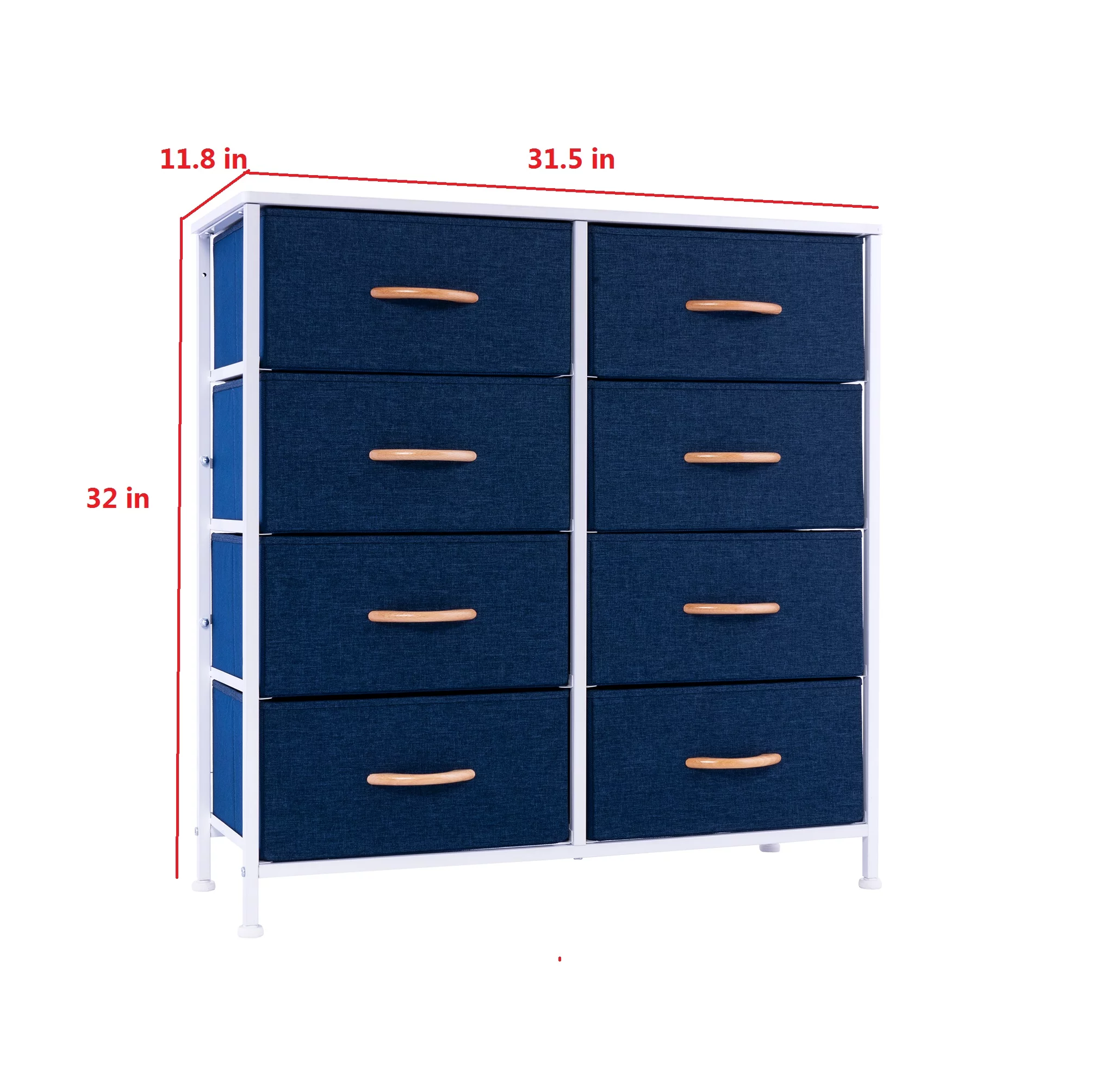 Bedroom Dresser with 8 Drawers Chest Storage Tower Fabric Steel Frame Blue