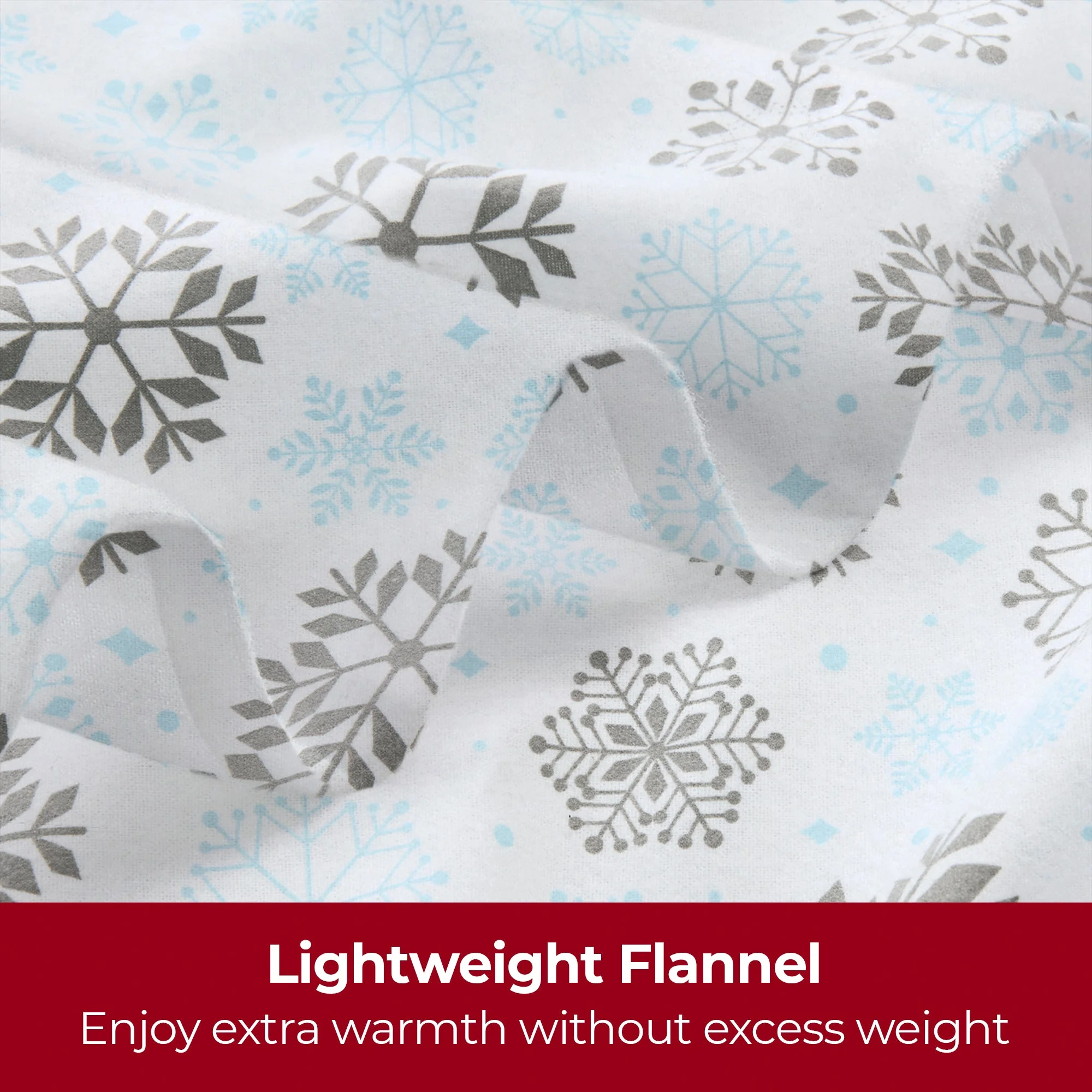 Mellanni Cotton Flannel 4 Piece Sheet Set, Lightweight Deep Pocket Bed Sheets, California King, Blue and Gray Snowflakes