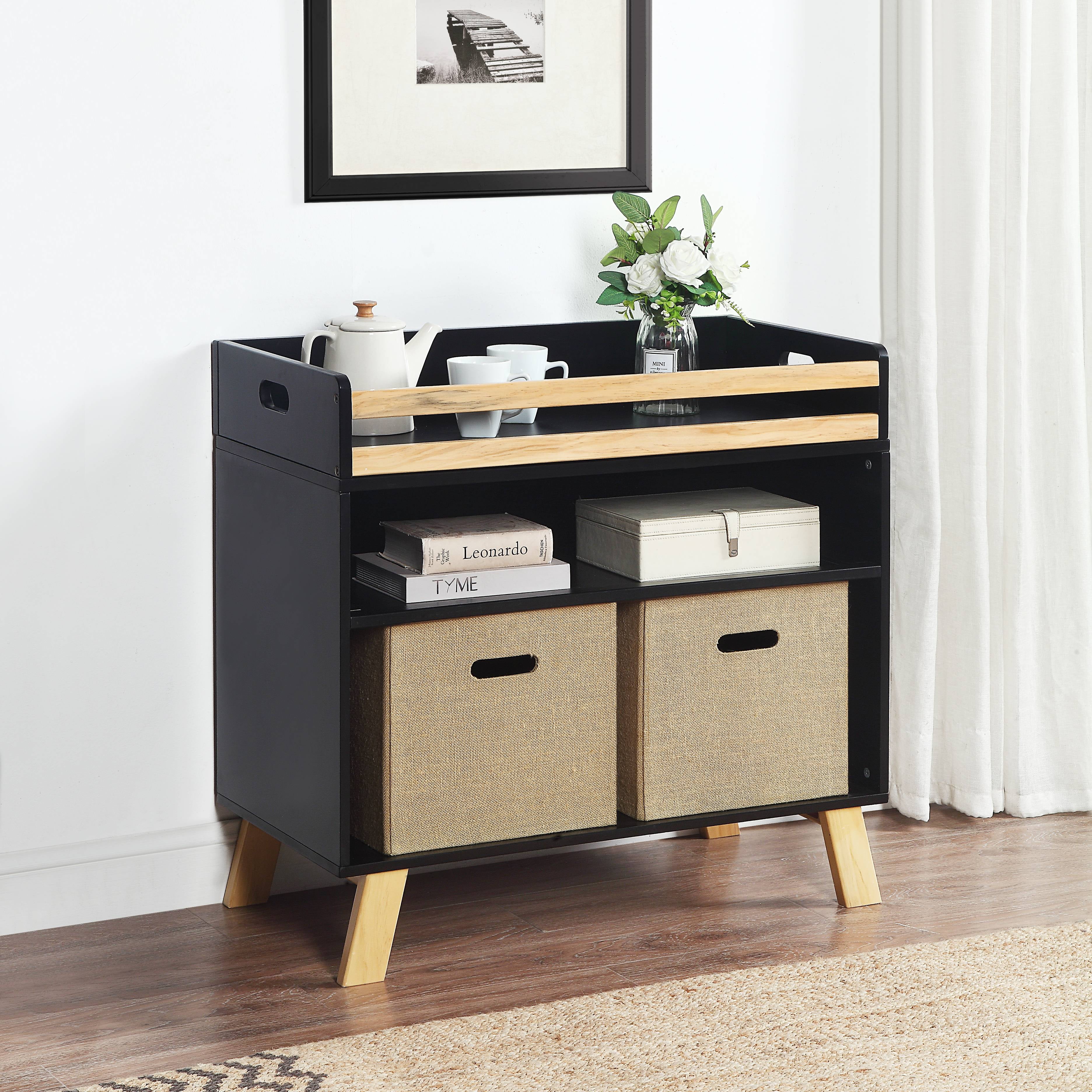 Glavbiku Multipurpose Convertible Changing Table with 2 Shelves,Black