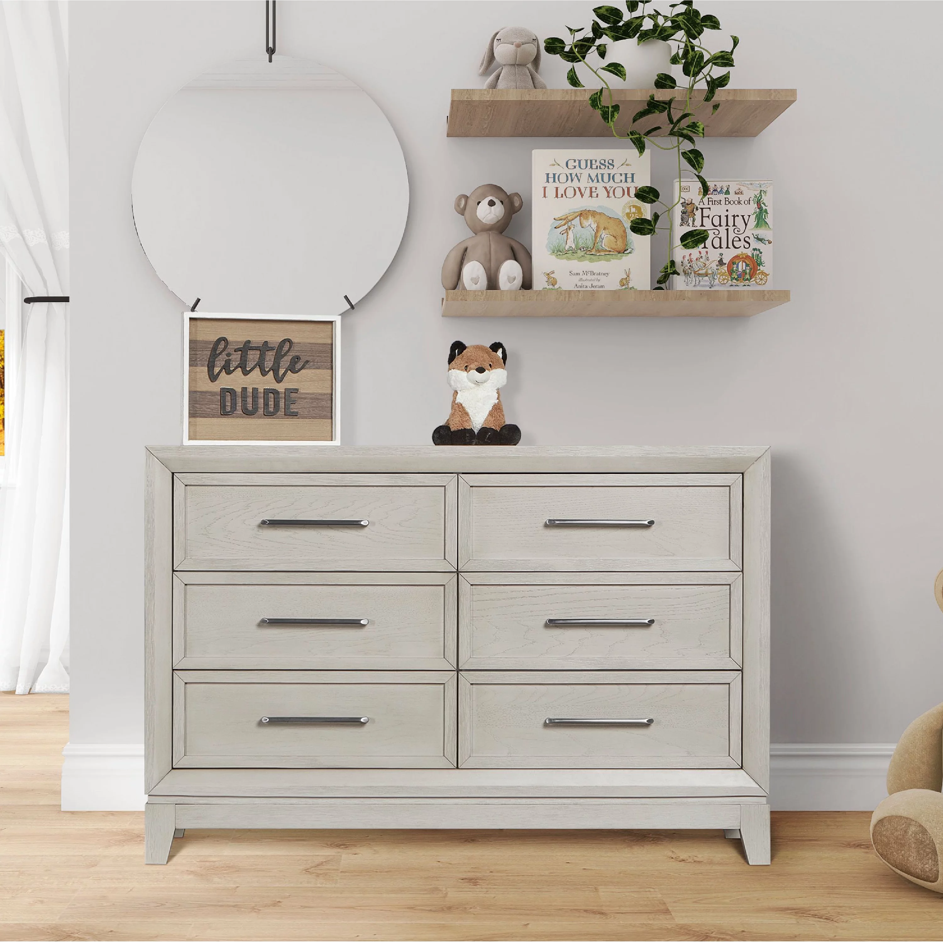 Evolur Lourdes Double Dresser In Porcini, Comes With Six Spacious Drawers, Made Of Hardwood