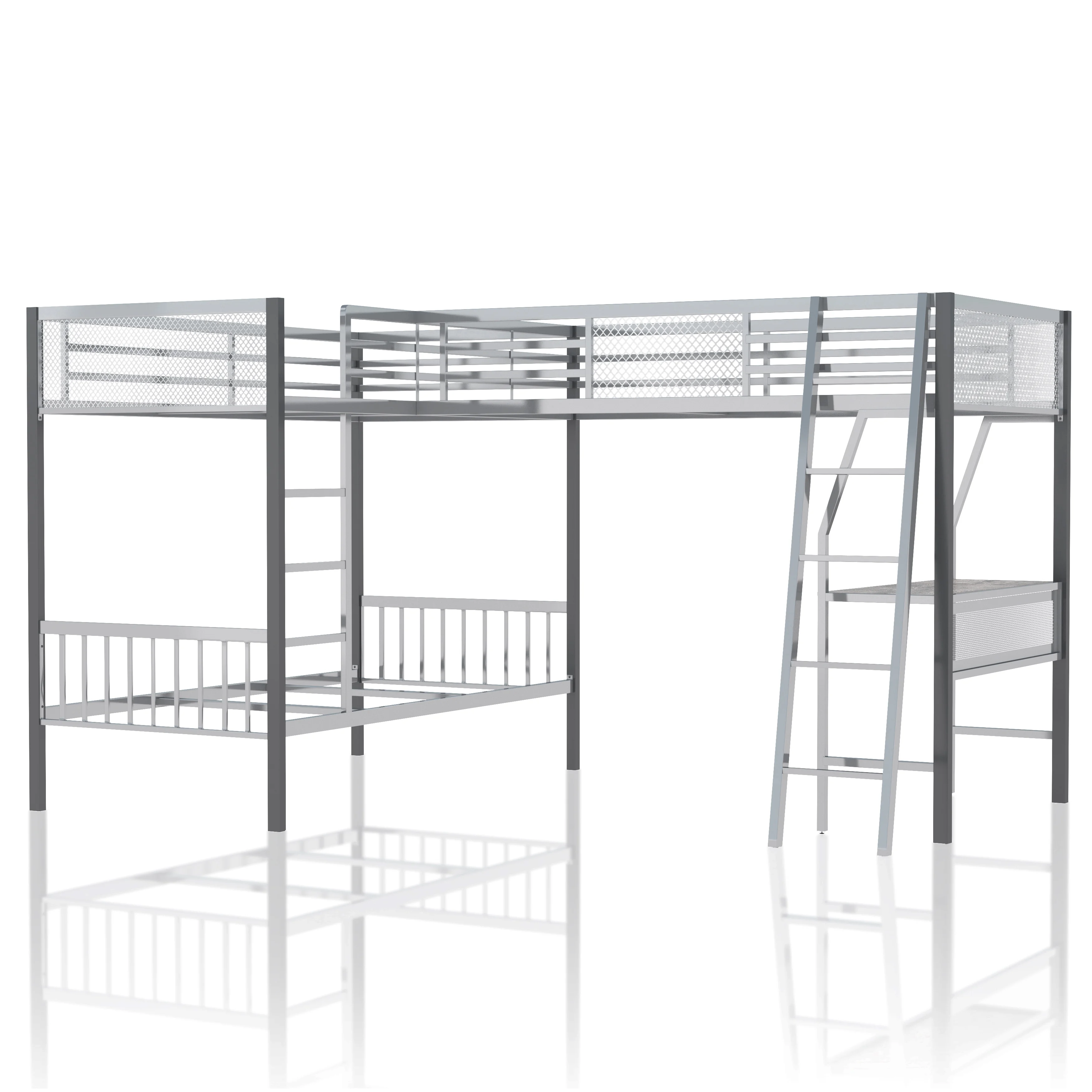 Furniture of America Brando Metal Bunk Bed, Triple Twin, Silver