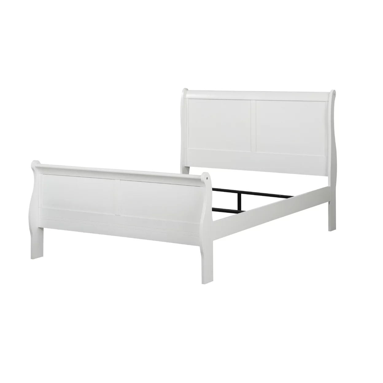 Wooden Full Bed with Panel Design Sleigh Headboard and Footboard White- Saltoro Sherpi