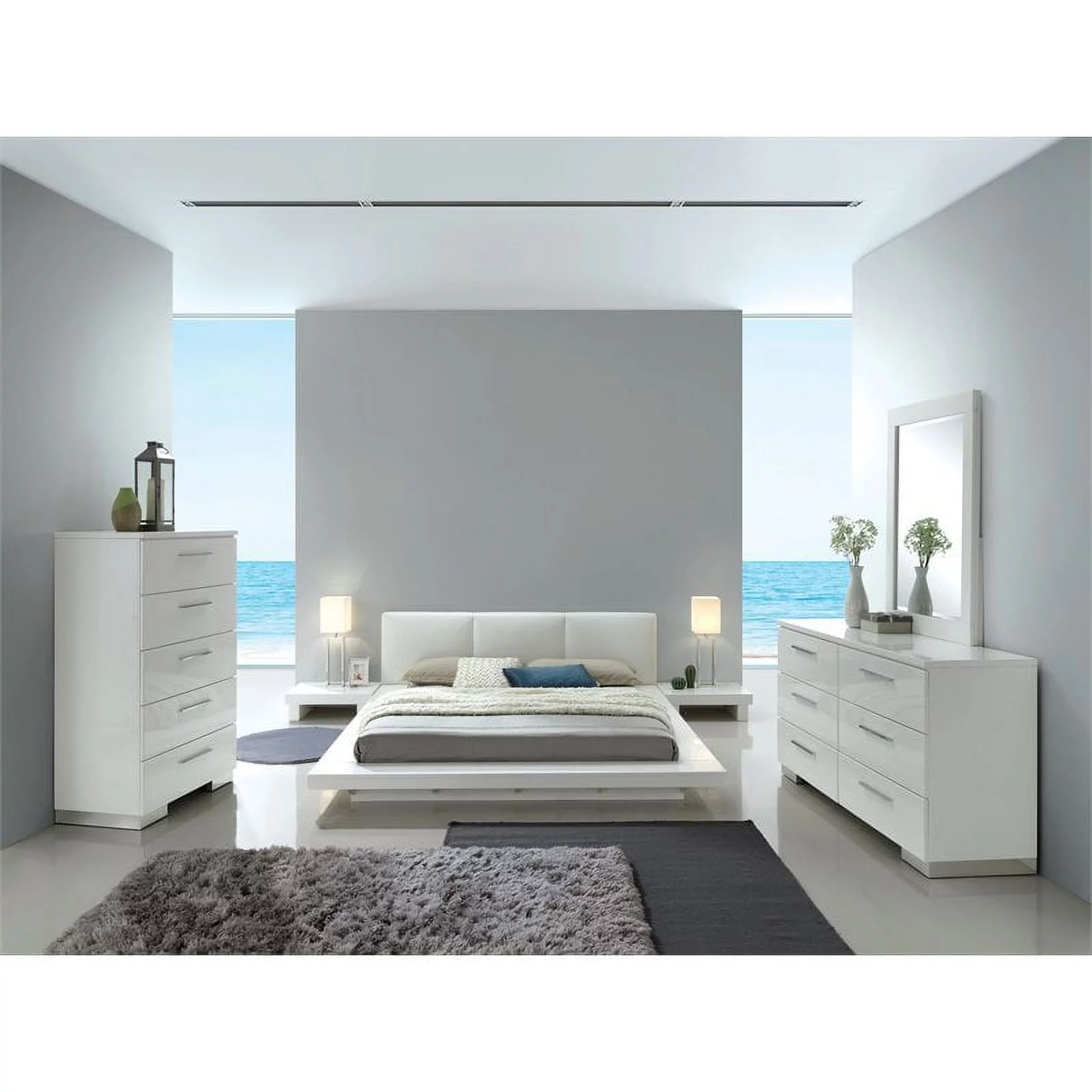 Furniture of America Krister Solid Wood Queen Panel Bed in White